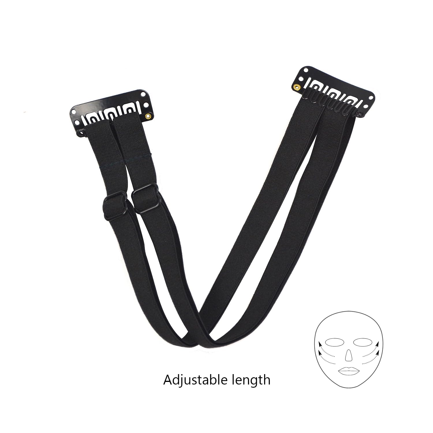 BANDAS FACIALES YTBYT CON CLIPS AJUSTABLES 24CM NEGRO DOBLE - 2