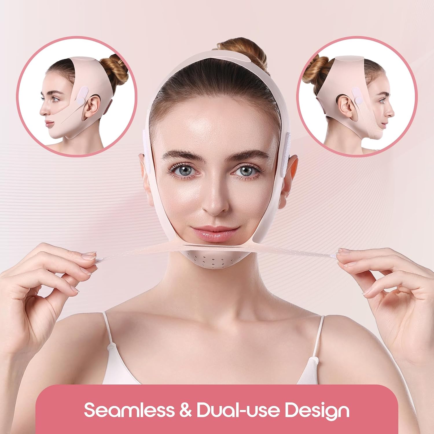CINTA PARA DORMIR LIXUEE LEVANTADORA DE MENTÓN Y CONTORNO FACIAL V LINE ROSA - 2