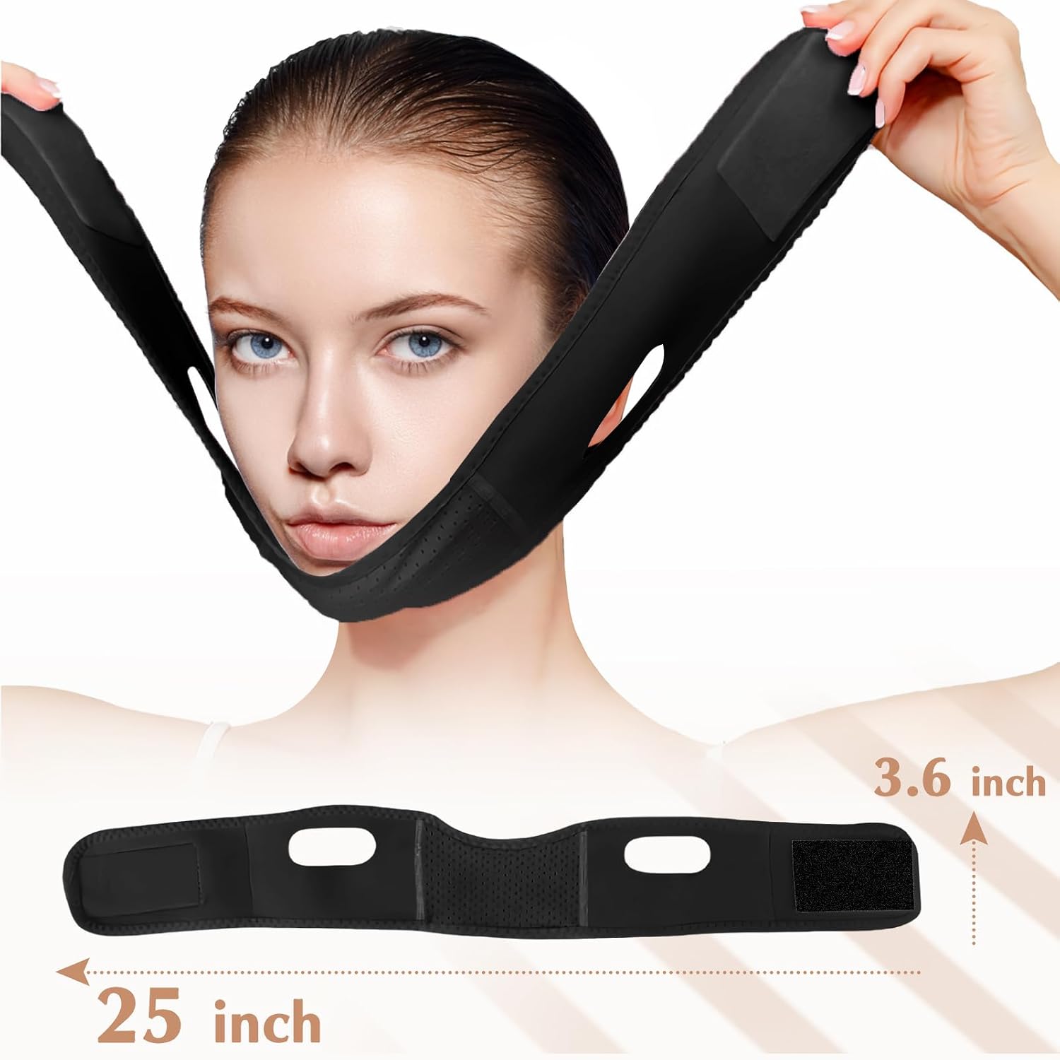 MASCARILLA FACIAL V LINE BEISKLL CON BANDA PARA BARBILLA NEGRA - 2