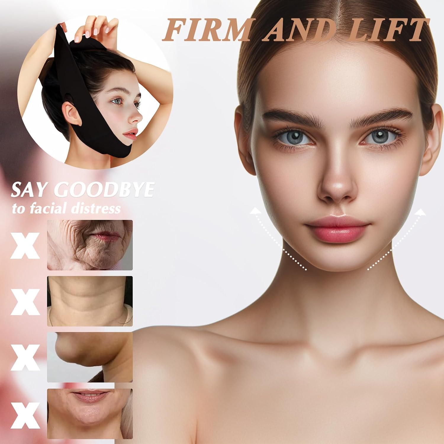 MASCARILLA FACIAL V LINE BEISKLL CON BANDA PARA BARBILLA NEGRA - 4