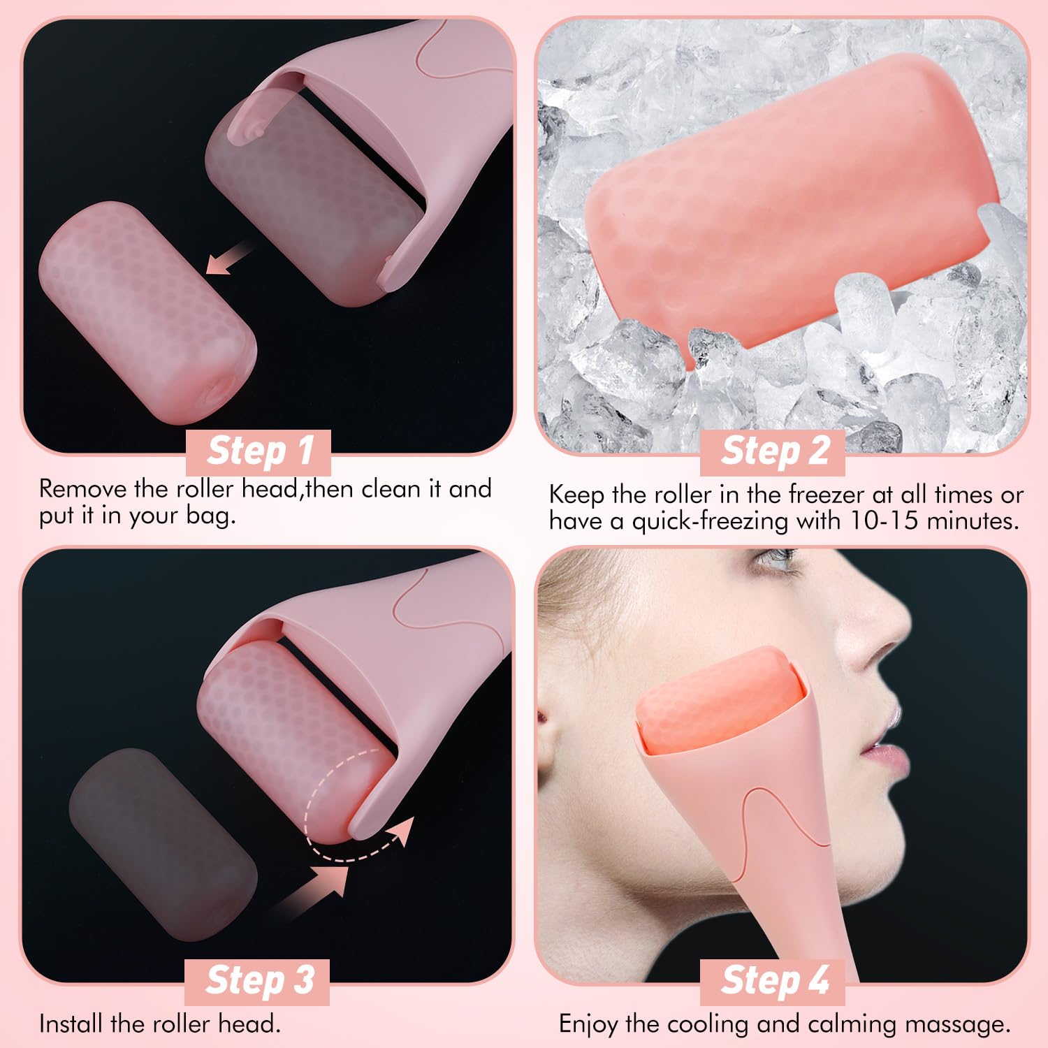 RODILLO DE HIELO PARA ROSTRO FRONNOR ROSA - 5