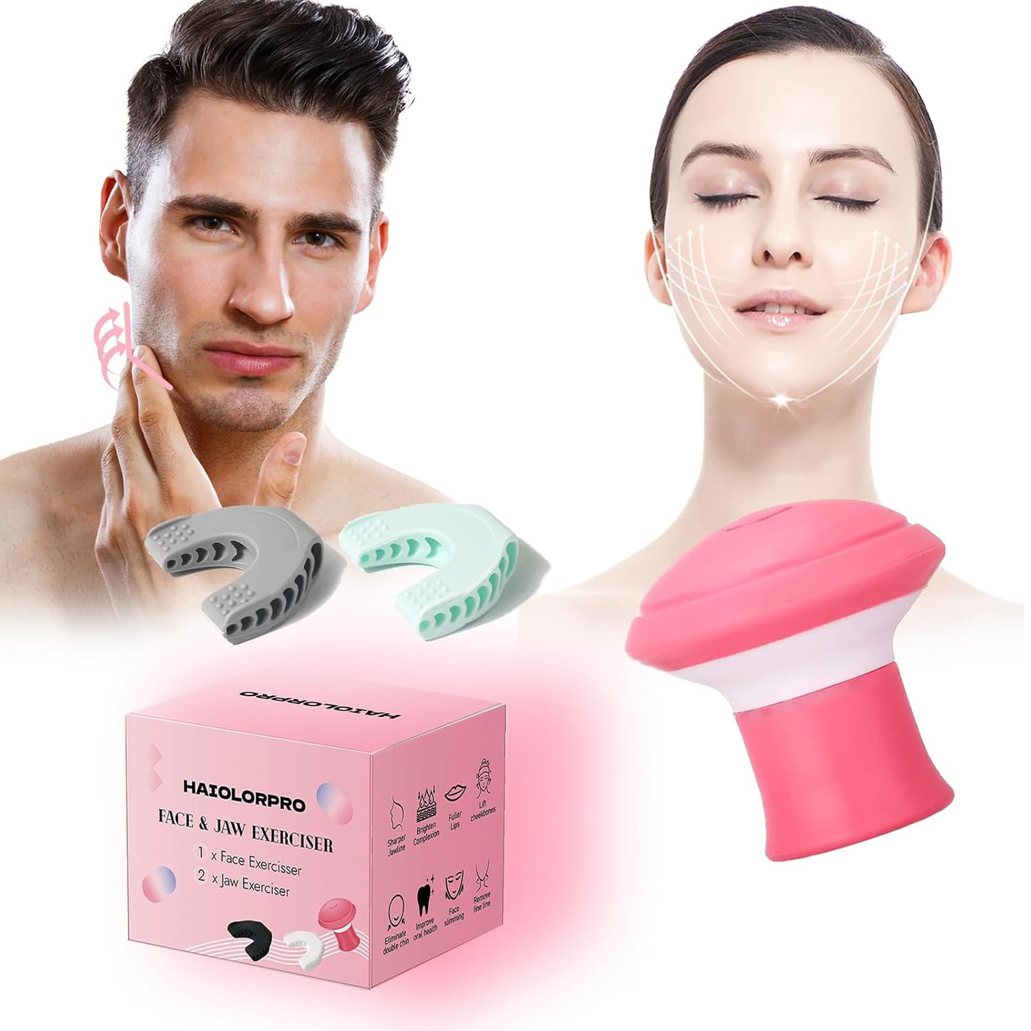 EJERCITADOR FACIAL Y MANDÍBULA HAIOLORPRO 3 PIEZAS PARA TONIFICAR Y REDUCIR PAPADA - 1