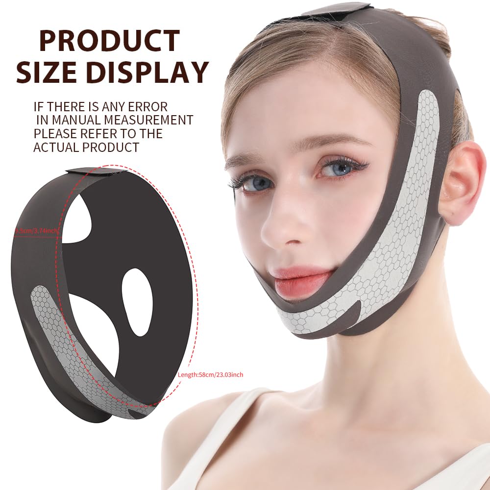 CINTA FACIAL LEVANTADORA CGYISOL CON GRAFENO PARA DORMIR V-LINE NEGRA - 2