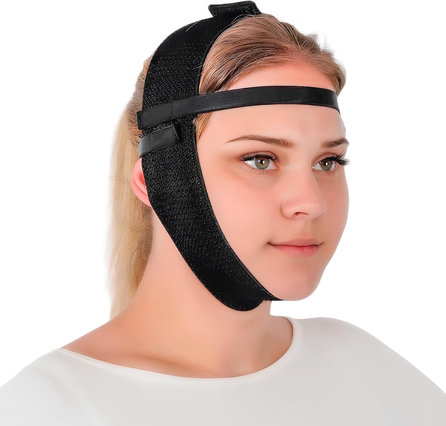 FAJA FACIAL POST CIRUGÍA IKIDO BANDA COMPRESORA PARA MENTÓN Y MANDÍBULA NEGRA - 1
