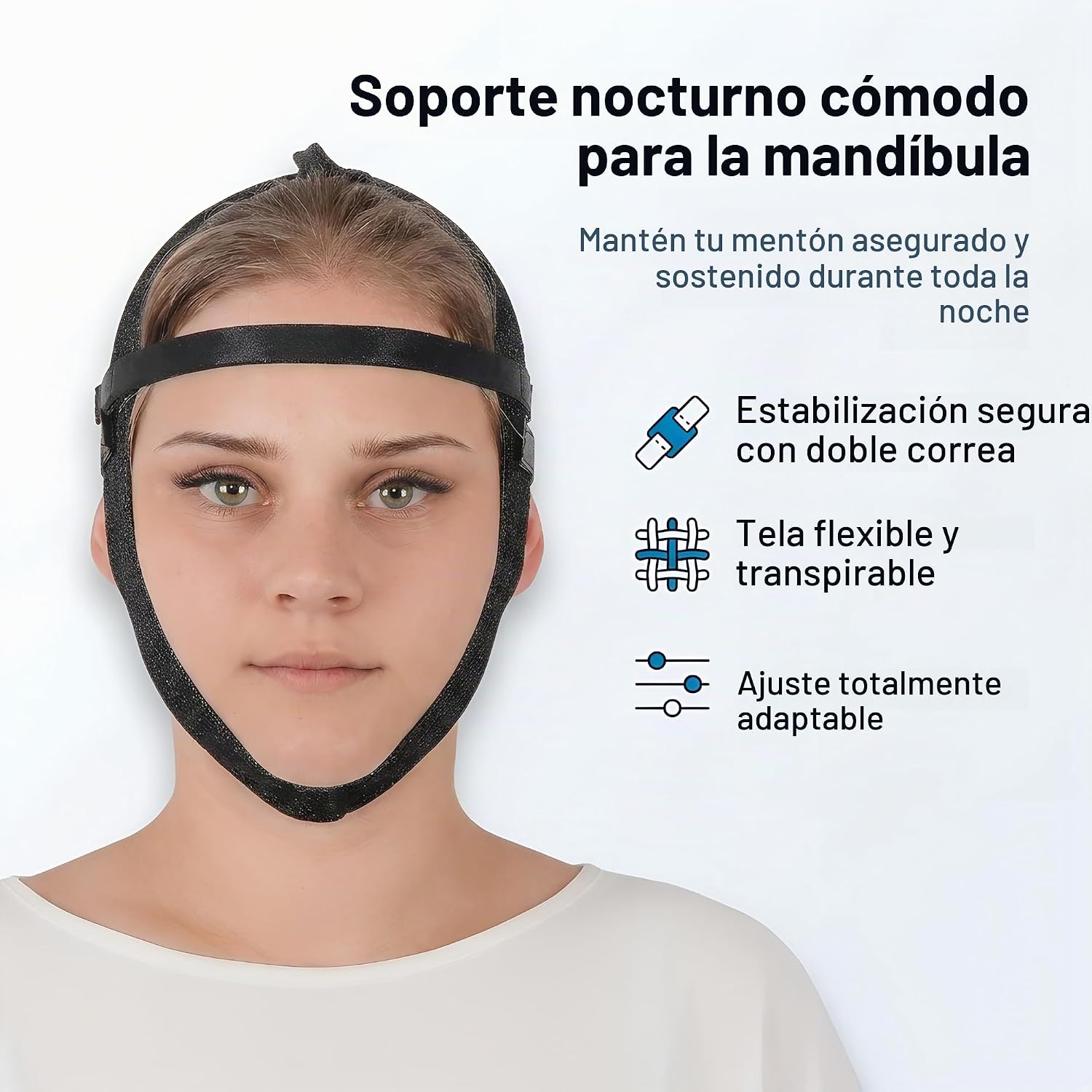 FAJA FACIAL POST CIRUGÍA IKIDO BANDA COMPRESORA PARA MENTÓN Y MANDÍBULA NEGRA - 2