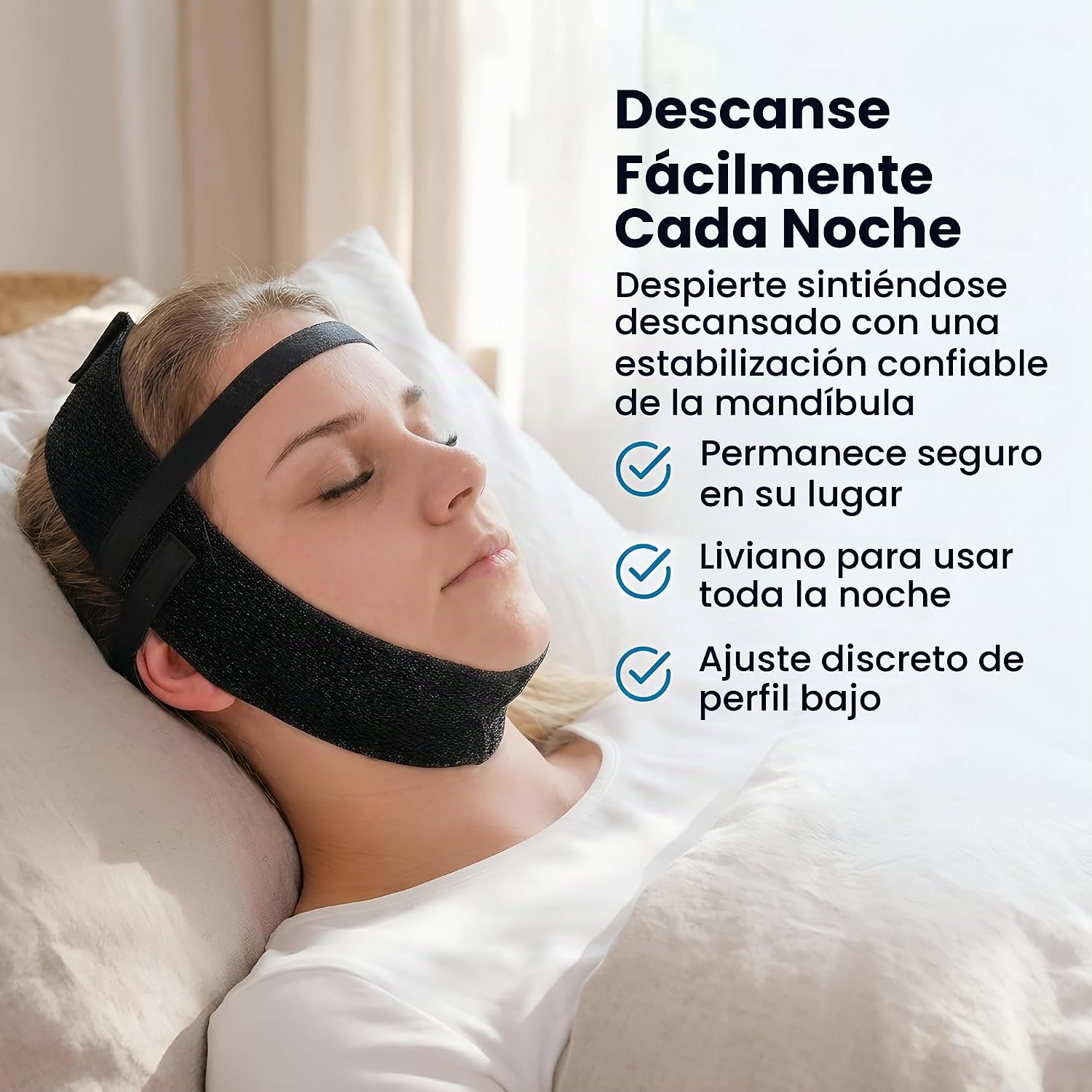 FAJA FACIAL POST CIRUGÍA IKIDO BANDA COMPRESORA PARA MENTÓN Y MANDÍBULA NEGRA - 5