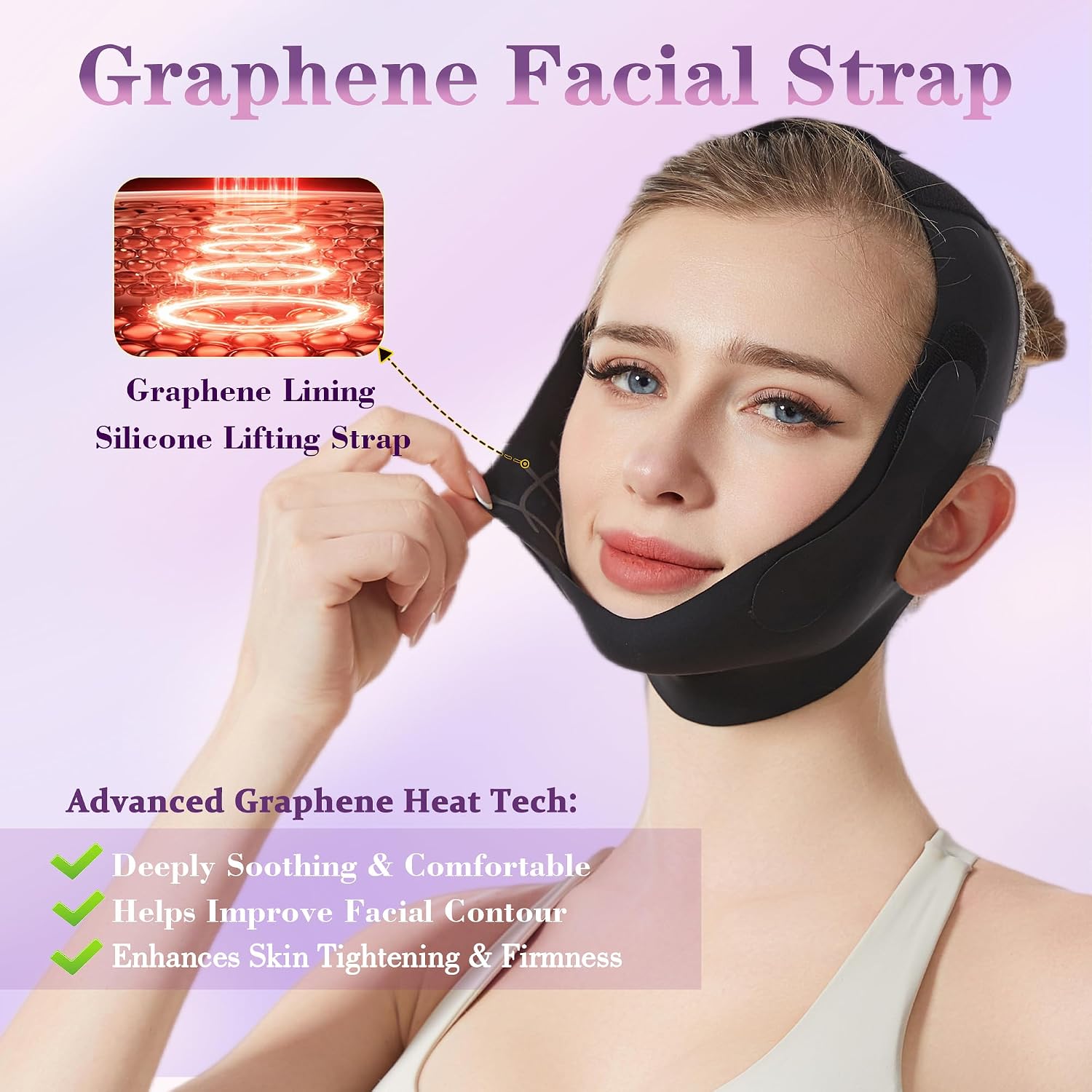 FAJA PARA MENTÓN PEAKALO GRAPHENE CON DISEÑO AJUSTABLE 3D NEGRO - 2