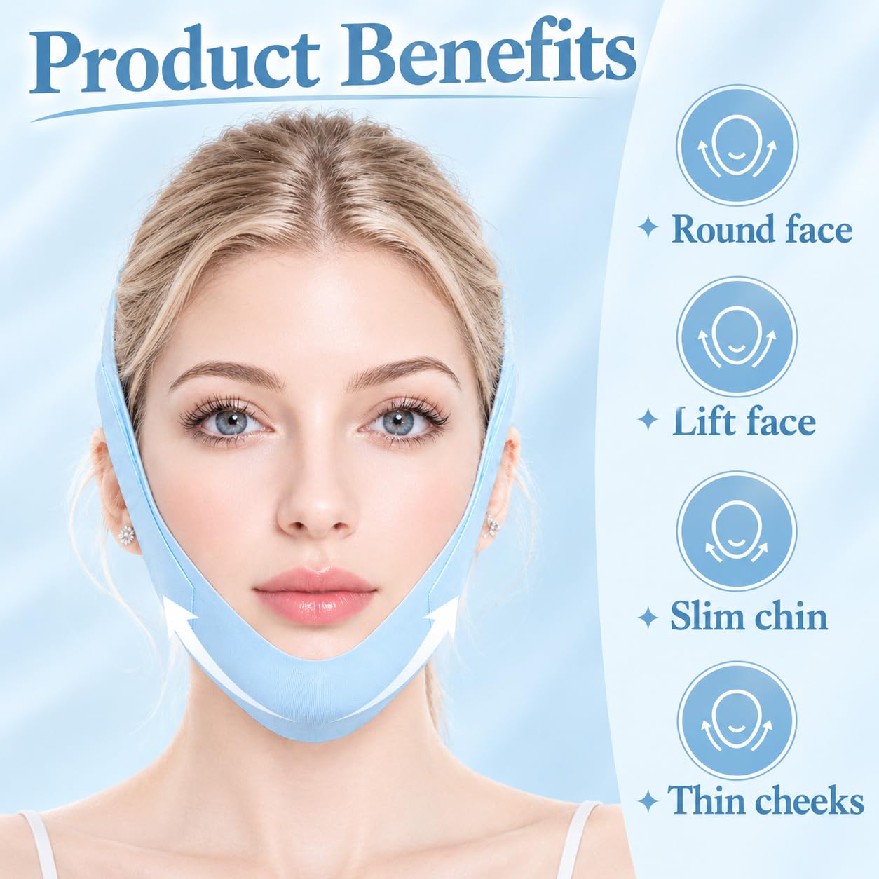 MASCARILLA FACIAL V LINE LIFTING AZUL PARA CONTORNO Y SOPORTE DE MANDÍBULA - 3