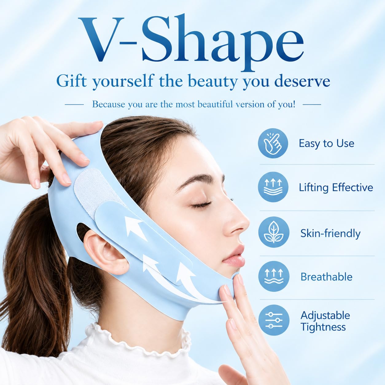 MASCARILLA FACIAL V LINE LIFTING AZUL PARA CONTORNO Y SOPORTE DE MANDÍBULA - 4