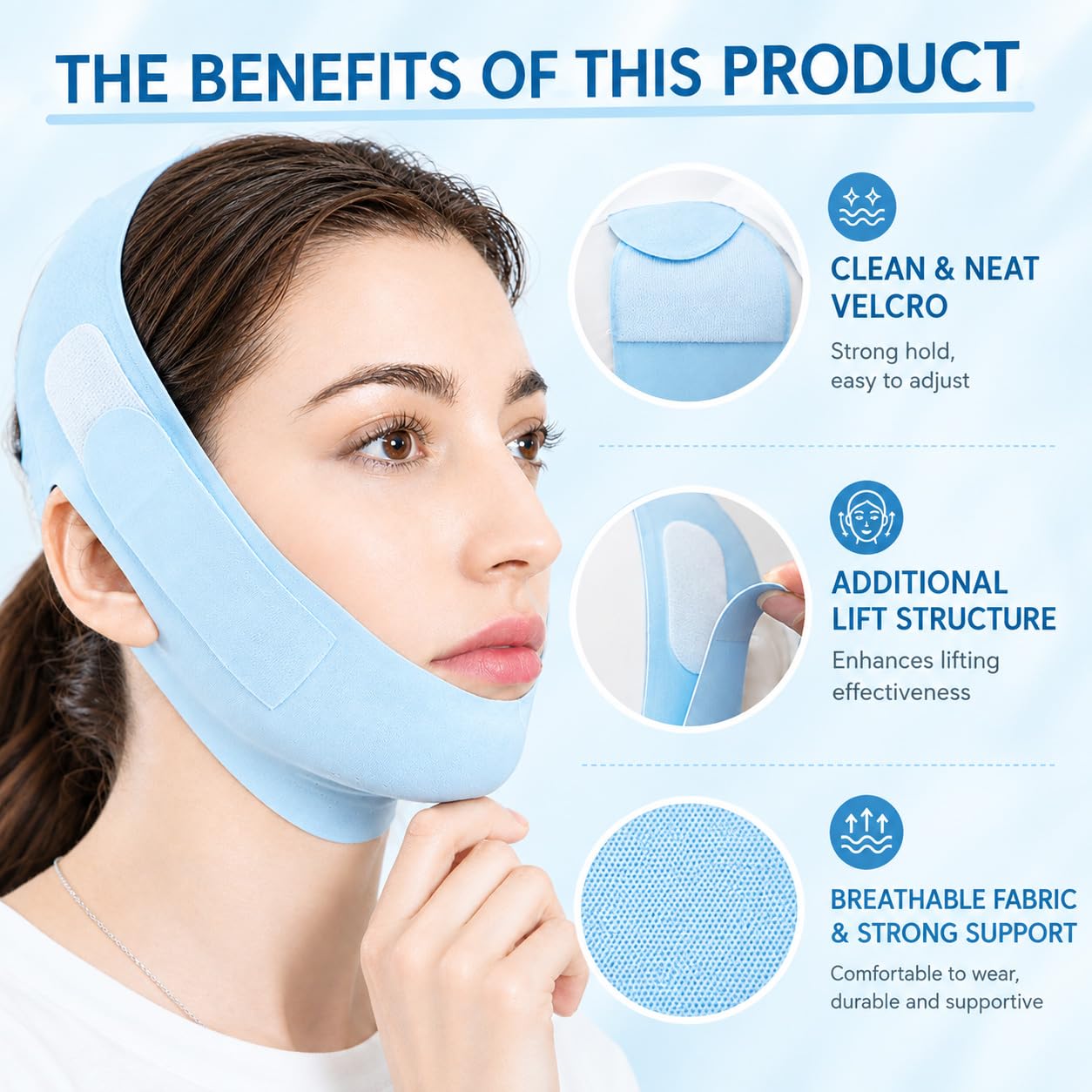 MASCARILLA FACIAL V LINE LIFTING AZUL PARA CONTORNO Y SOPORTE DE MANDÍBULA - 5