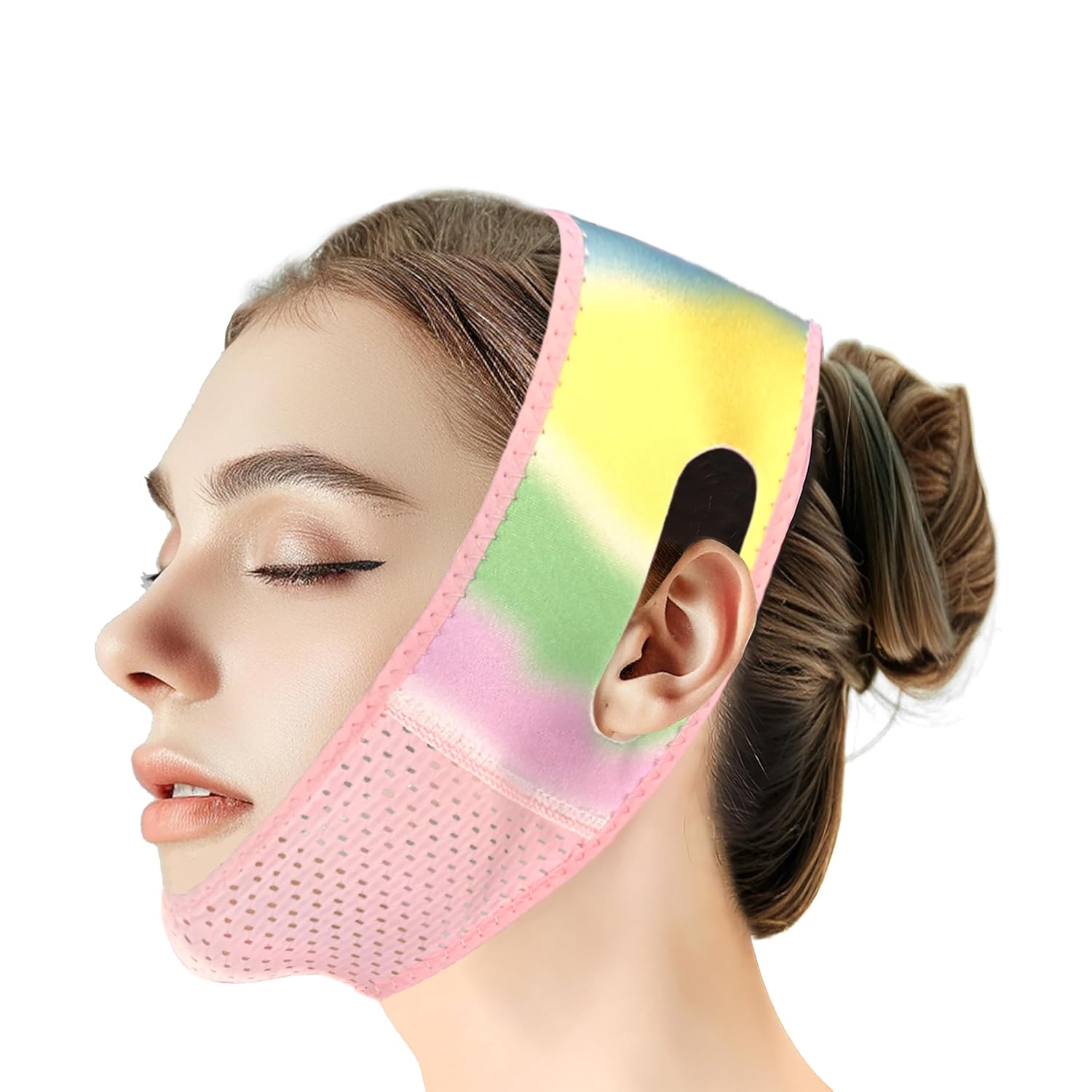 MASCARILLA FACIAL V LINE BEISKLL CON BANDA PARA BARBILLA REUTILIZABLE COLORIDA - 1
