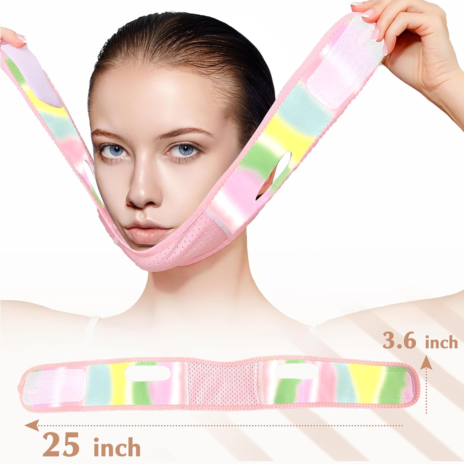 MASCARILLA FACIAL V LINE BEISKLL CON BANDA PARA BARBILLA REUTILIZABLE COLORIDA - 2
