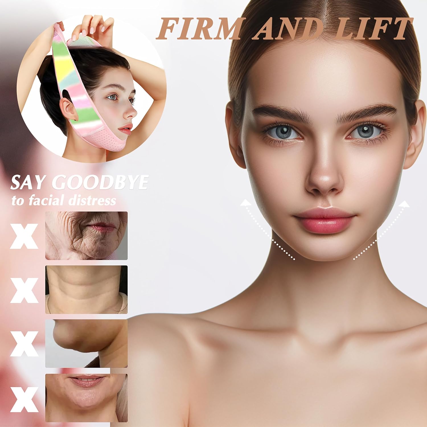 MASCARILLA FACIAL V LINE BEISKLL CON BANDA PARA BARBILLA REUTILIZABLE COLORIDA - 4