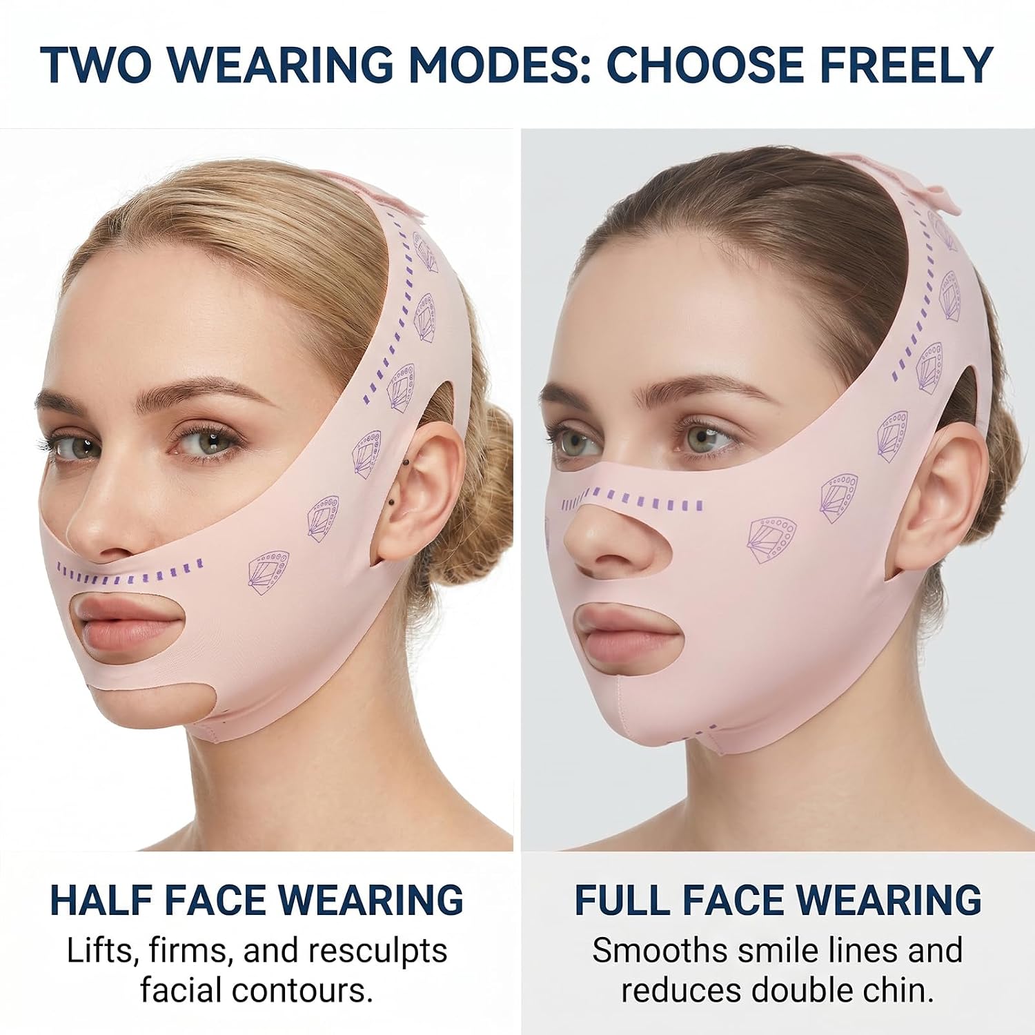 MASCARILLA DE LEVANTAMIENTO FACIAL FNANJWQ V LINE PARA REDUCCIÓN DE PAPADA COLOR ROSA - 4