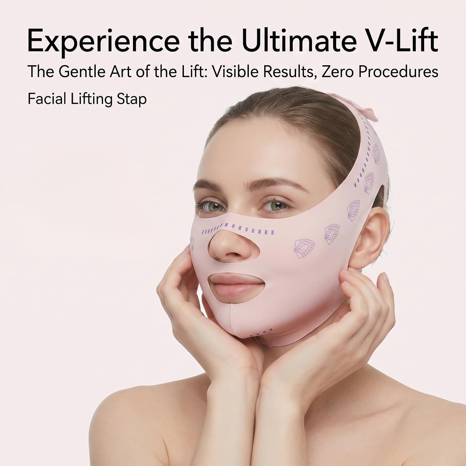 MASCARILLA DE LEVANTAMIENTO FACIAL FNANJWQ V LINE PARA REDUCCIÓN DE PAPADA COLOR ROSA - 5