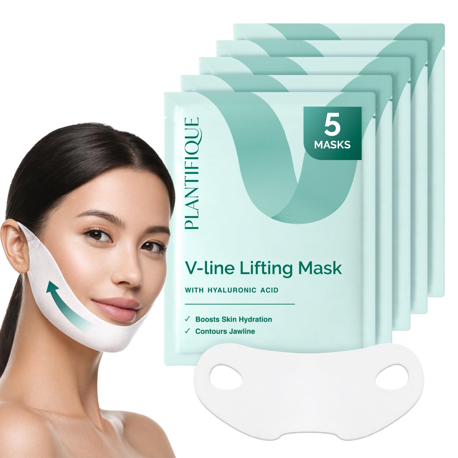 MASCARILLA FACIAL PLANTIFIQUE V-LINE PARA LIFTING DE PAPADA 5 UNIDADES - 1