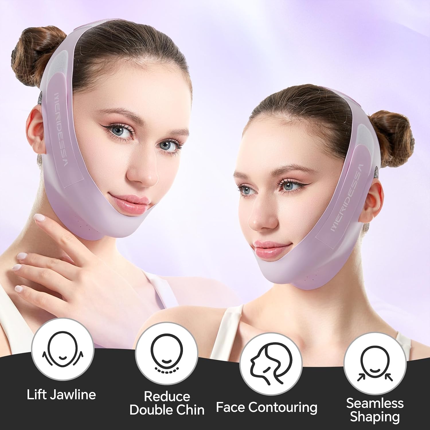 MASCARILLA FACIAL LIFTING MERIDESSA V-LIFT PRO V-LINE MORADA - 3
