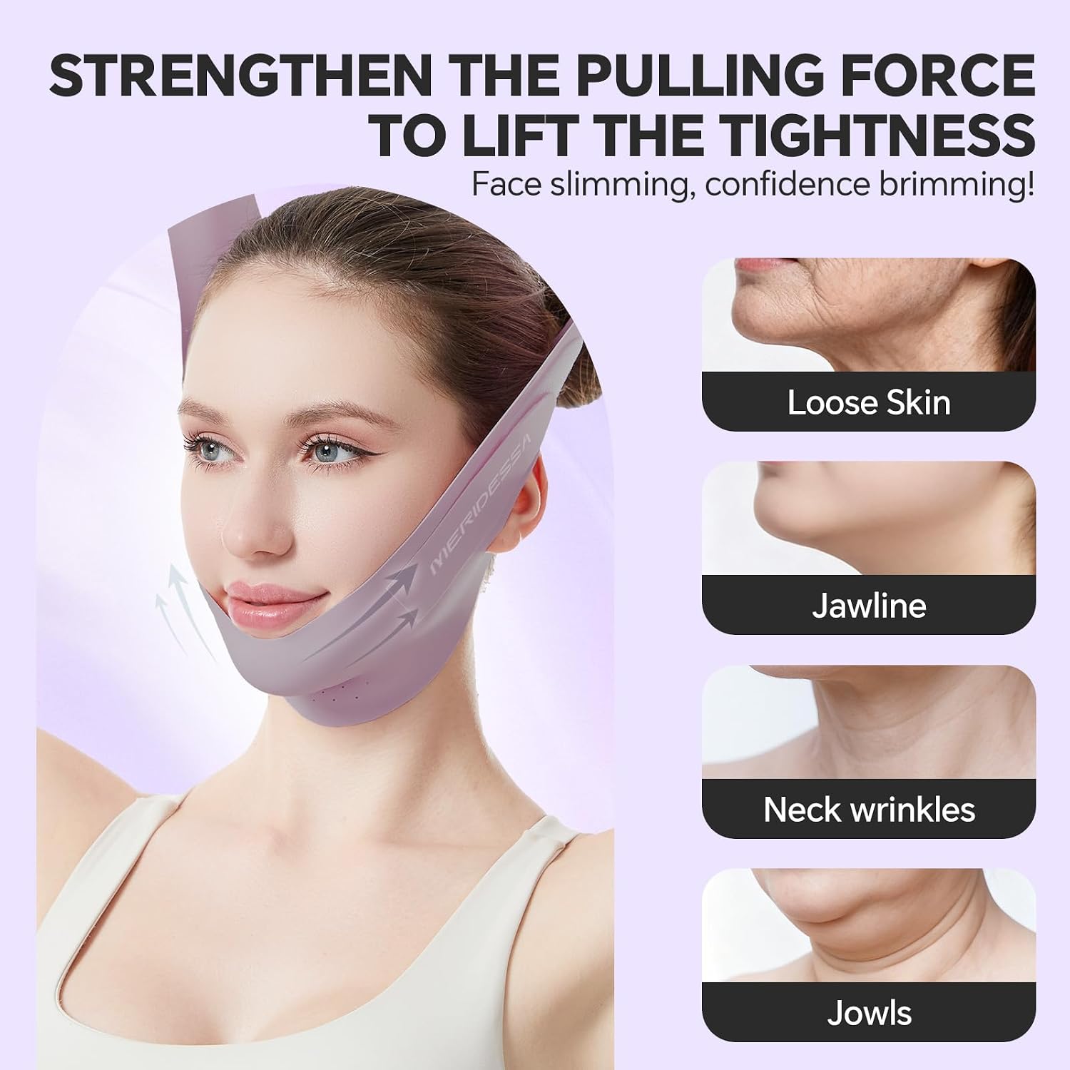 MASCARILLA FACIAL LIFTING MERIDESSA V-LIFT PRO V-LINE MORADA - 4