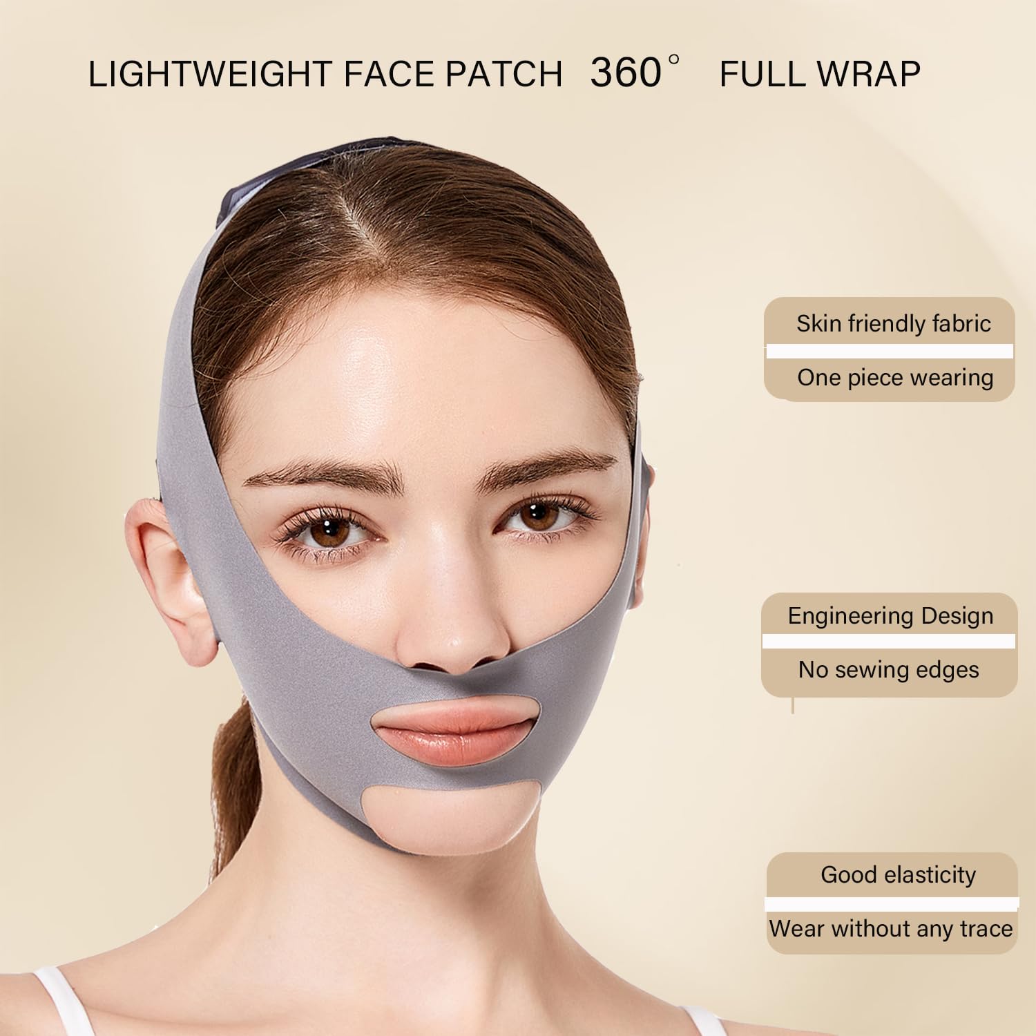 BANDA DE LEVANTAMIENTO FACIAL MASIKA V-LINE GRIS TALLA M - 3