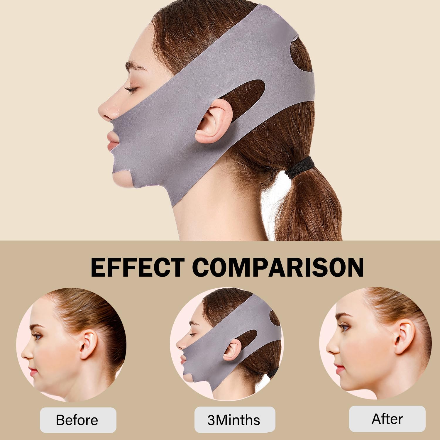 BANDA DE LEVANTAMIENTO FACIAL MASIKA V-LINE GRIS TALLA M - 5