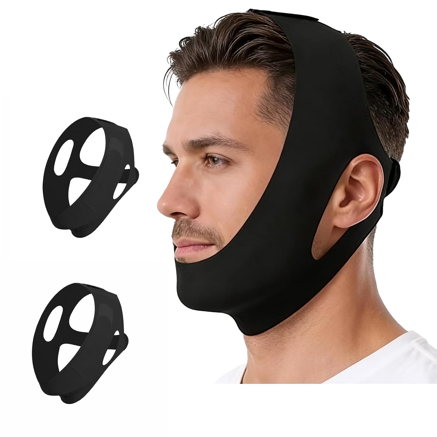 COLLAGEN FACE SCULPT WRAP GRAVIGLOW SOPORTE PARA MANDÍBULA Y CONTORNO FACIAL NEGRO 2 UNIDADES - 1