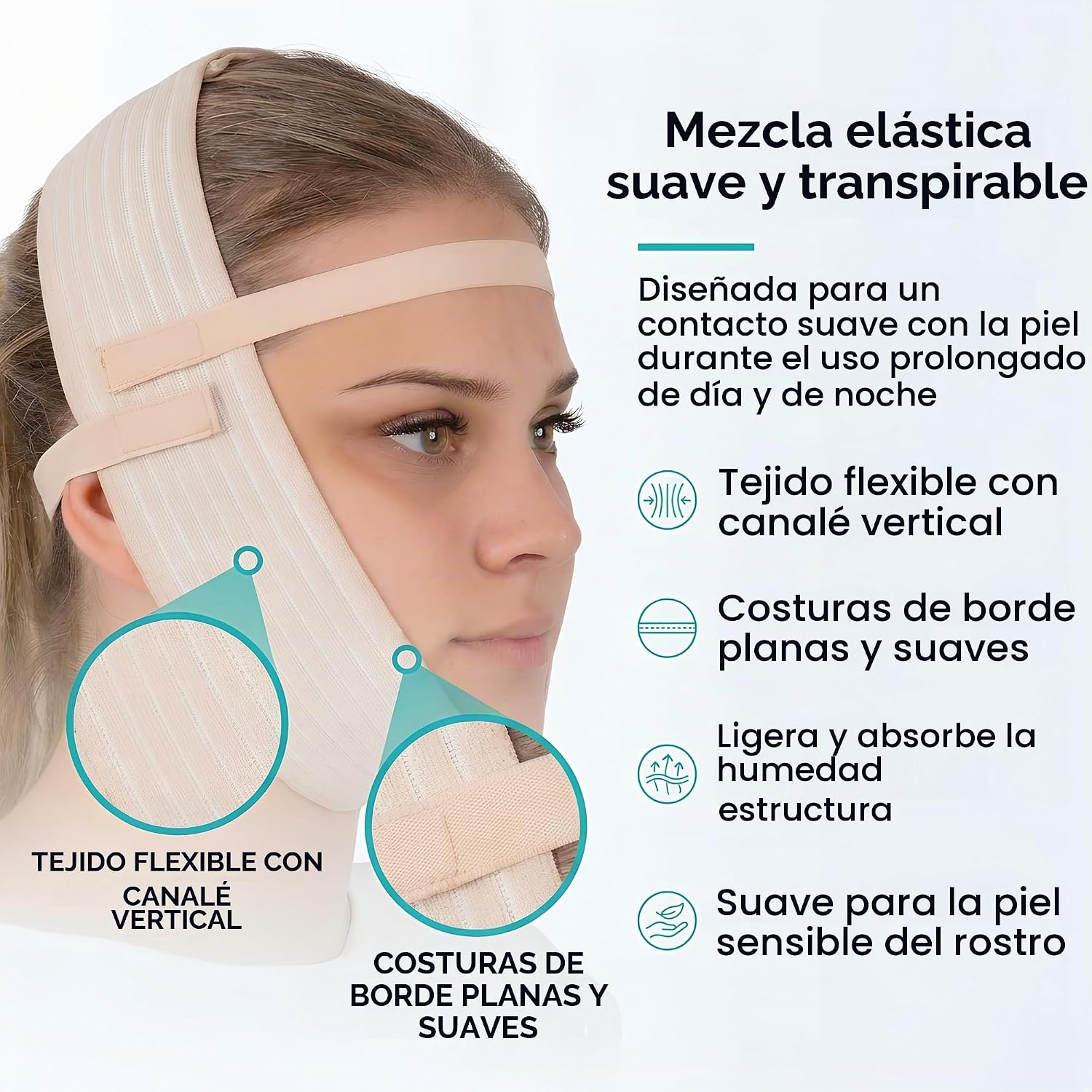 FAJA FACIAL COMPRESIVA POST CIRUGÍA IKIDO UNIVERSAL - 4