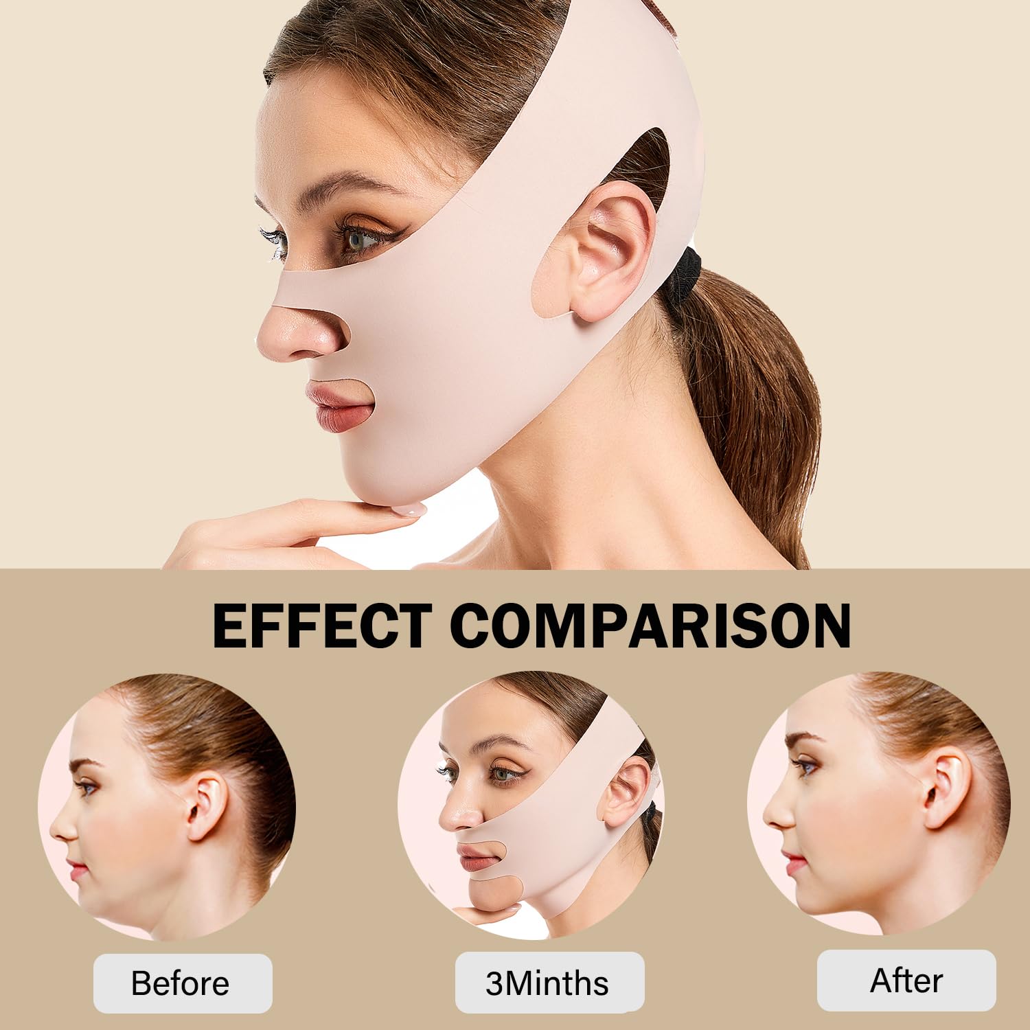 BANDA DE LEVANTAMIENTO FACIAL MASIKA V-LINE ROSA TALLA M - 5