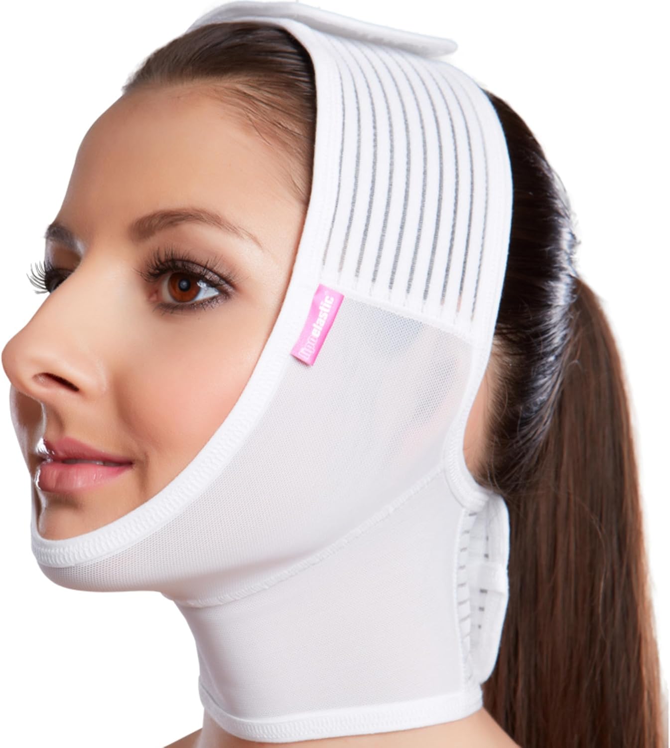 MASCARILLA DE COMPRESIÓN POSTQUIRÚRGICA PARA MENTÓN Y CUELLO LIPOELASTIC FM EXTRA CON CIERRE DE VELCRO - 1