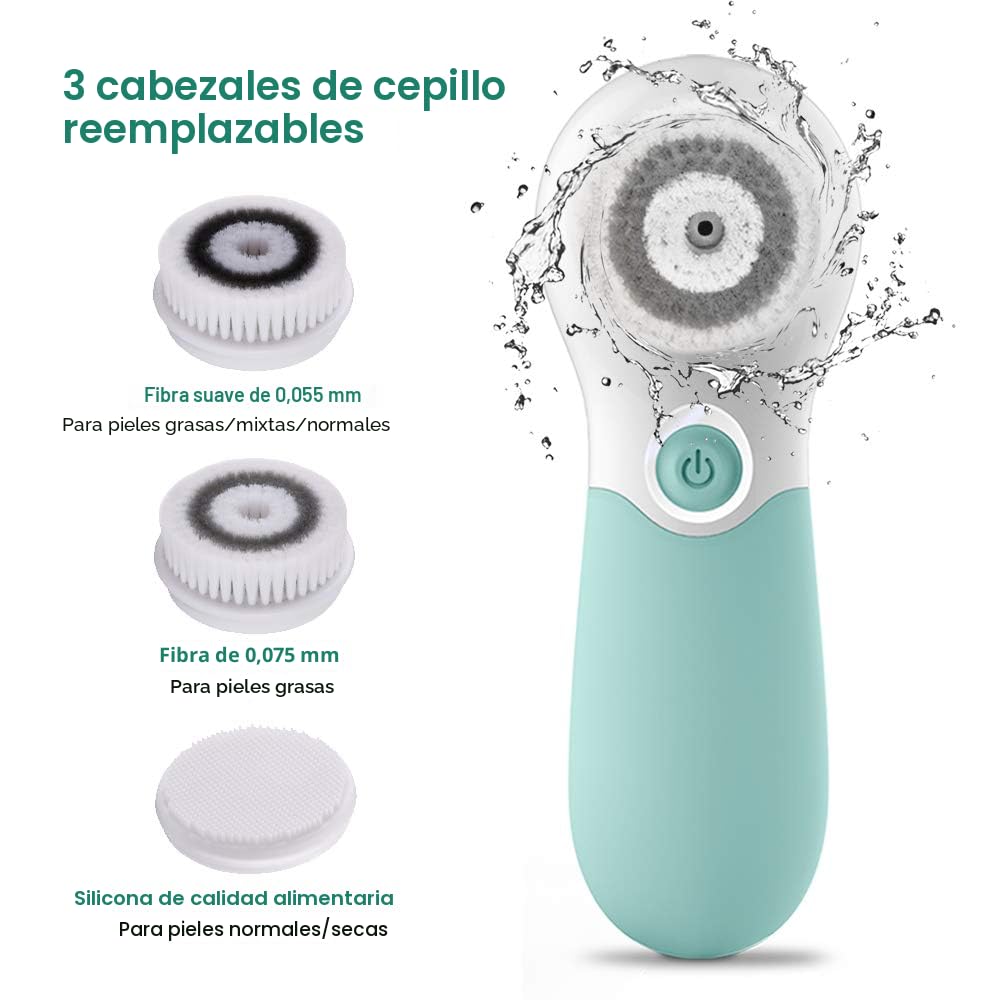 CEPILLO FACIAL ELÉCTRICO TOUCHBEAUTY CON 3 CABEZALES Y 2 VELOCIDADES - 2