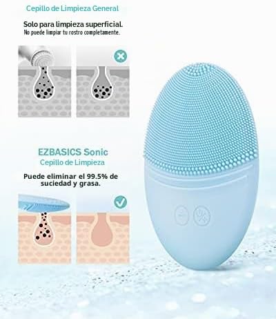 CEPILLO FACIAL DE SILICONA EZBASICS AZUL IPX7 WATERPROOF - 3