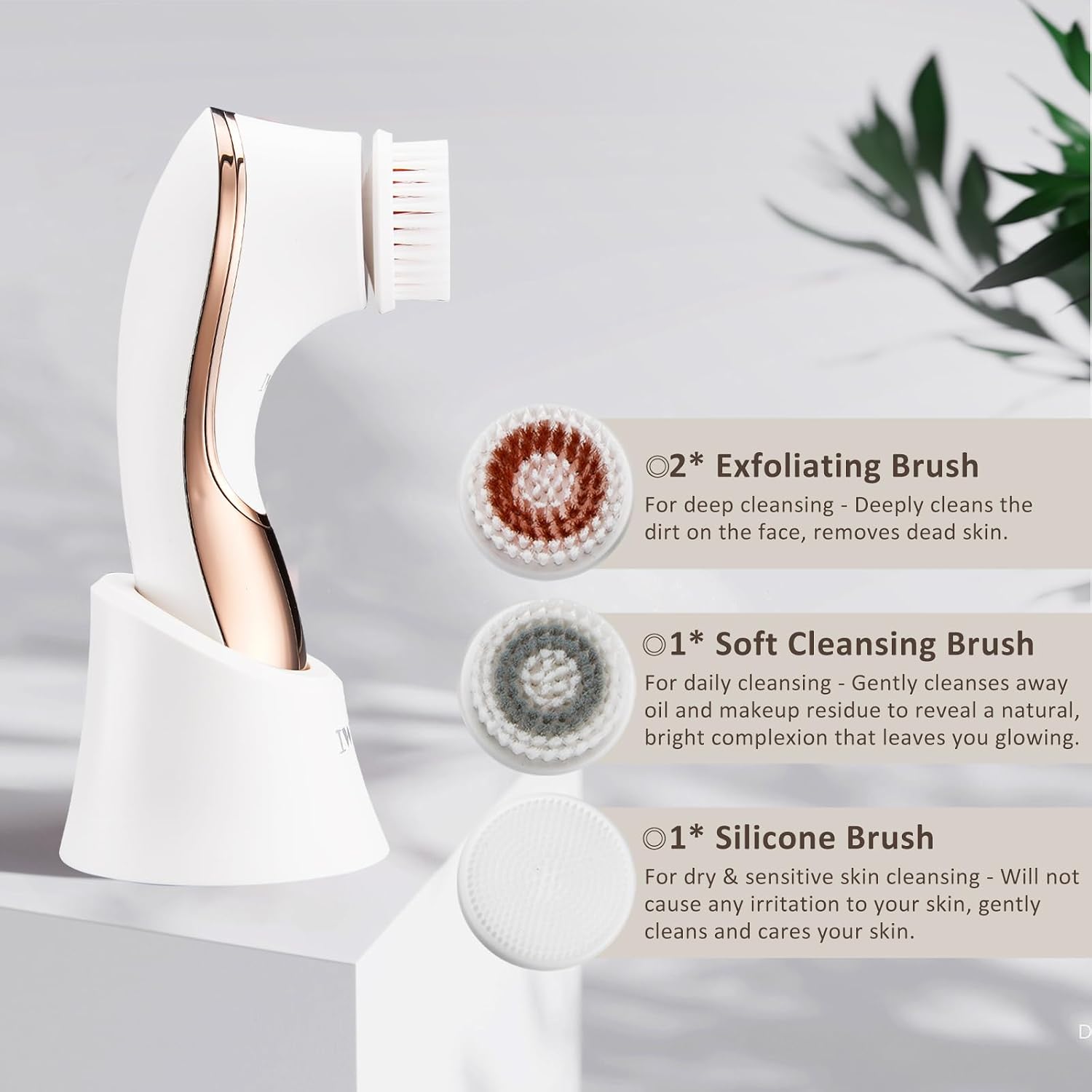 CEPILLO FACIAL ELÉCTRICO IWEEL CON 4 CABEZAS DE CEPILLO - 3