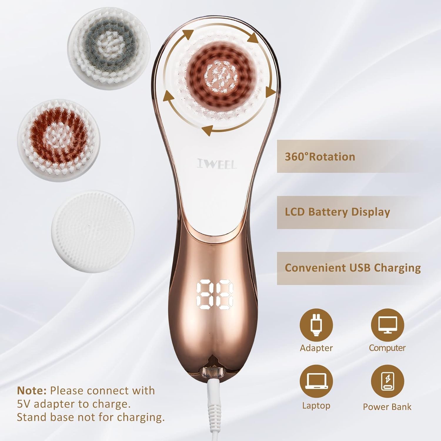 CEPILLO FACIAL ELÉCTRICO IWEEL CON 4 CABEZAS DE CEPILLO - 5