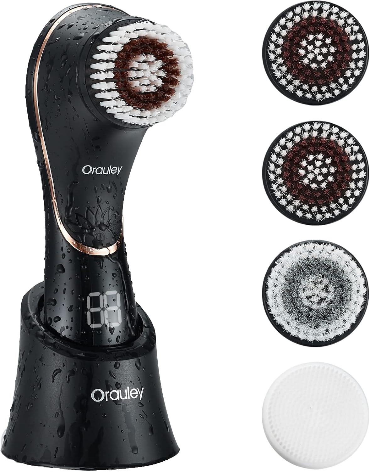 CEPILLO FACIAL ELÉCTRICO ORAULEY RECARGABLE IPX7 NEGRO CON 4 CABEZAS - 1