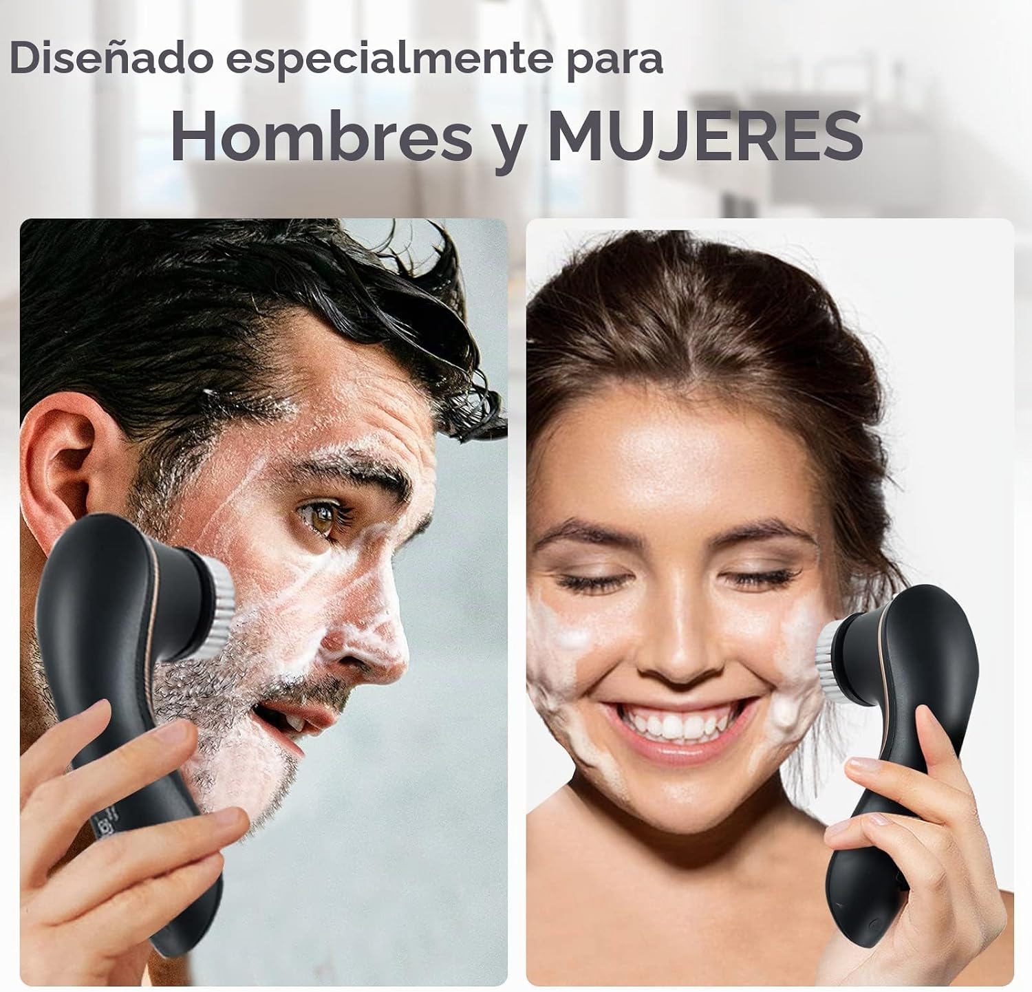 CEPILLO FACIAL ELÉCTRICO ORAULEY RECARGABLE IPX7 NEGRO CON 4 CABEZAS - 2