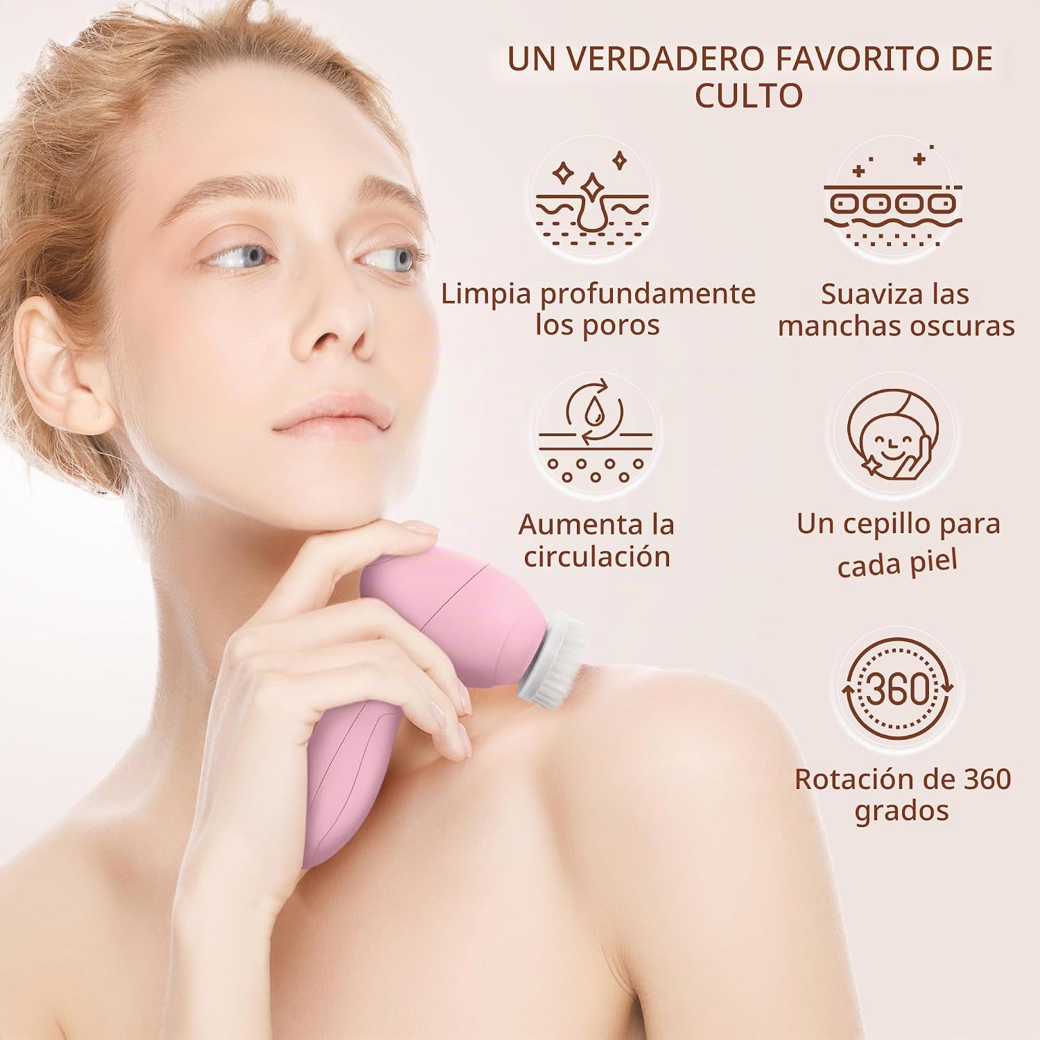 CEPILLO FACIAL VISOFO 5 EN 1 CON CABEZALES INTERCAMBIABLES Y MOTOR DE DOS VELOCIDADES - 5