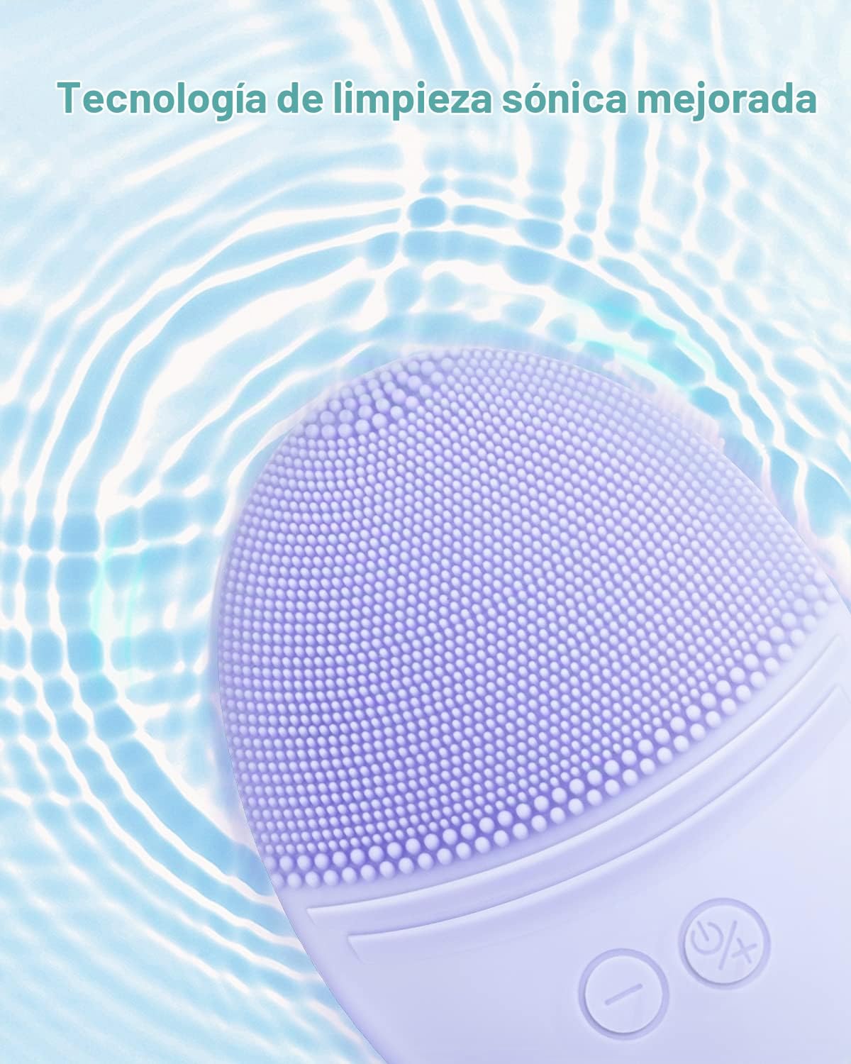 CEPILLO FACIAL DE SILICONA EZBASICS F518 VIOLETA IMPERMEABLE IPX7 - 2