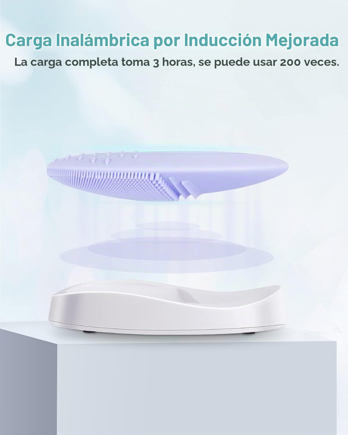CEPILLO FACIAL DE SILICONA EZBASICS F518 VIOLETA IMPERMEABLE IPX7 - 4