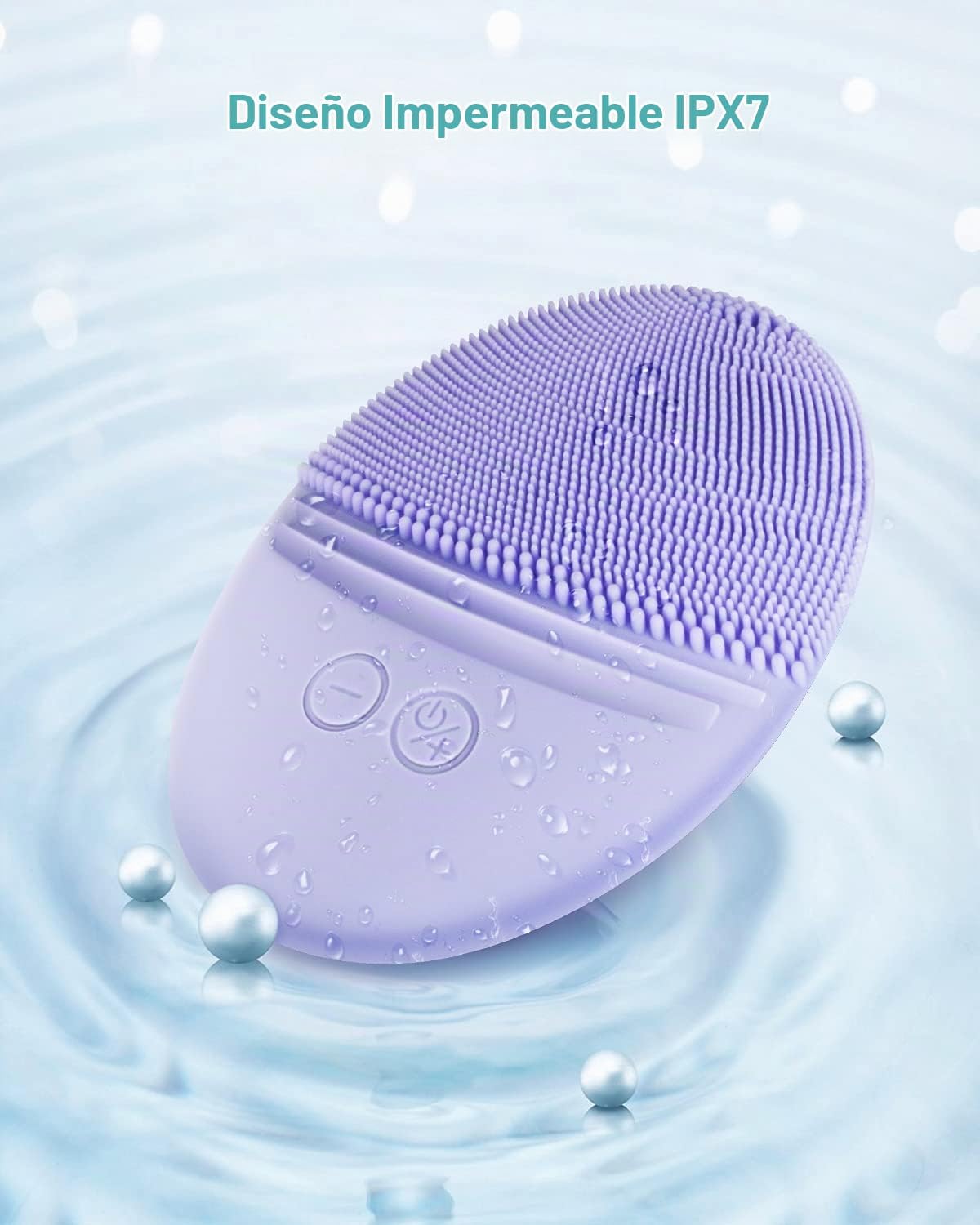 CEPILLO FACIAL DE SILICONA EZBASICS F518 VIOLETA IMPERMEABLE IPX7 - 5