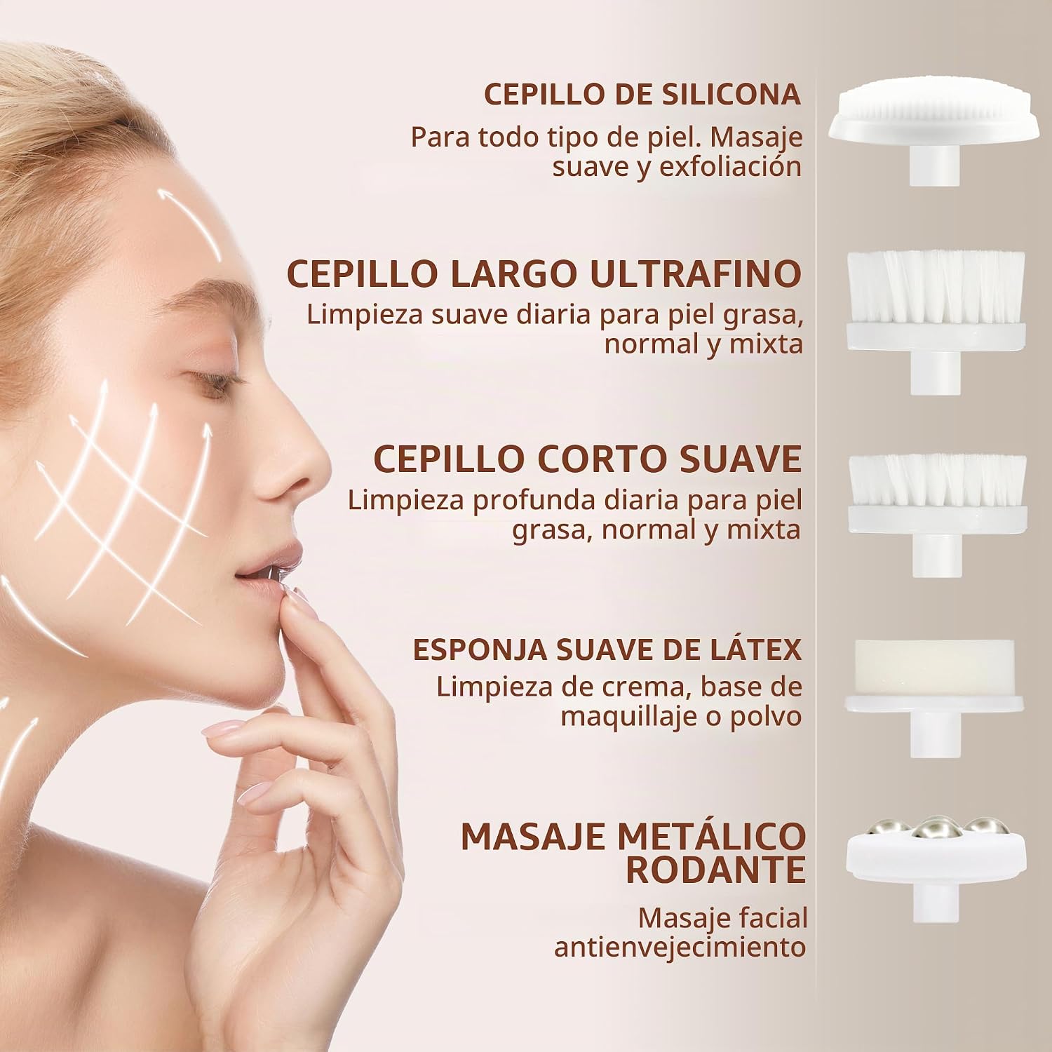 CEPILLO FACIAL VISOFO ONYX 5 EN 1 PARA LIMPIEZA Y EXFOLIACIÓN - 2