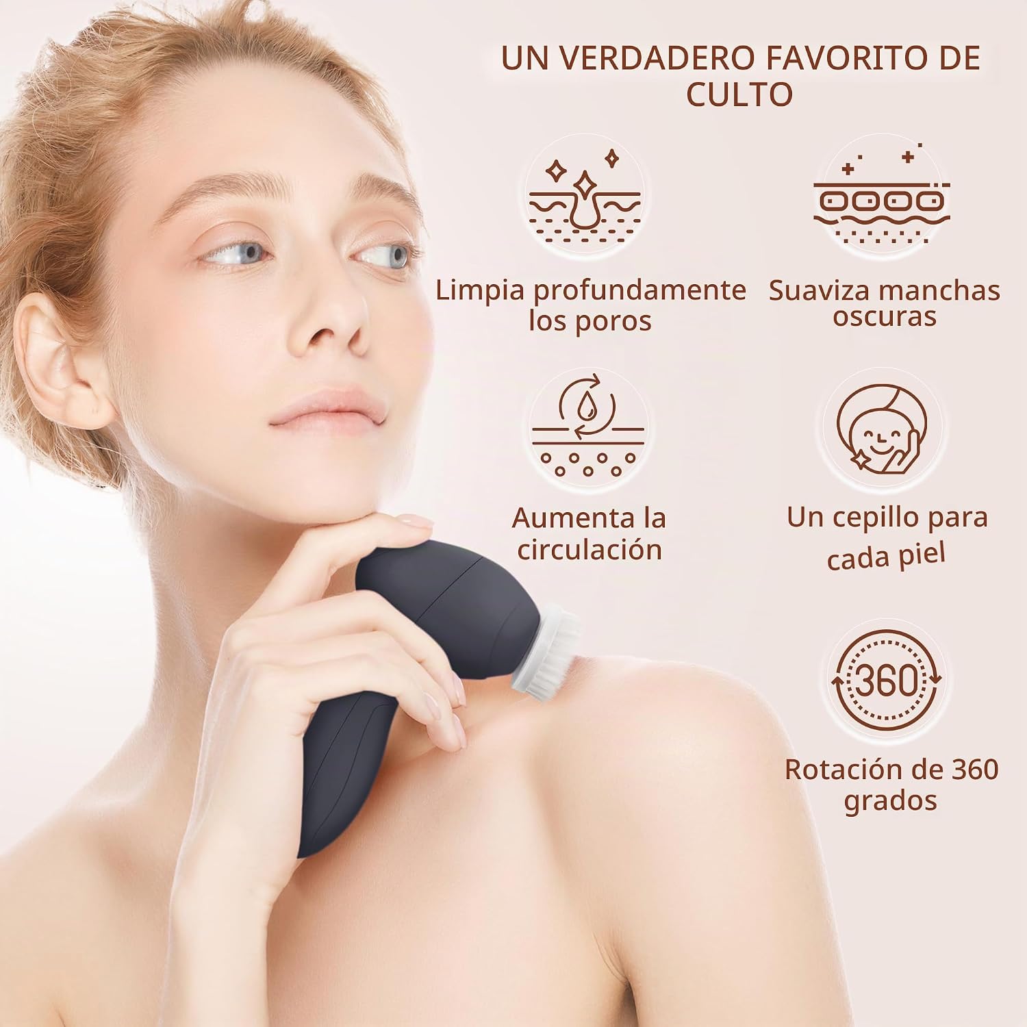 CEPILLO FACIAL VISOFO ONYX 5 EN 1 PARA LIMPIEZA Y EXFOLIACIÓN - 5