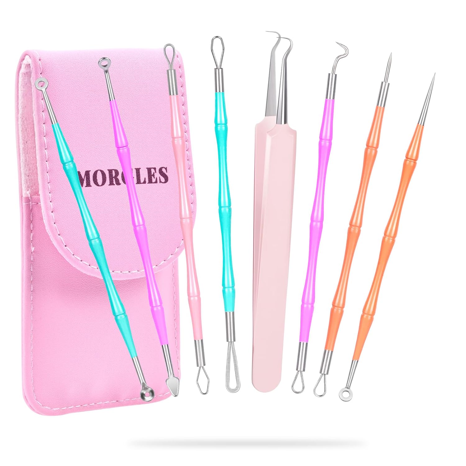 KIT DE HERRAMIENTAS PARA ESPINILLAS MORGLES 14 CABEZAS PARA EXTRACCIÓN DE ACNÉ - 1