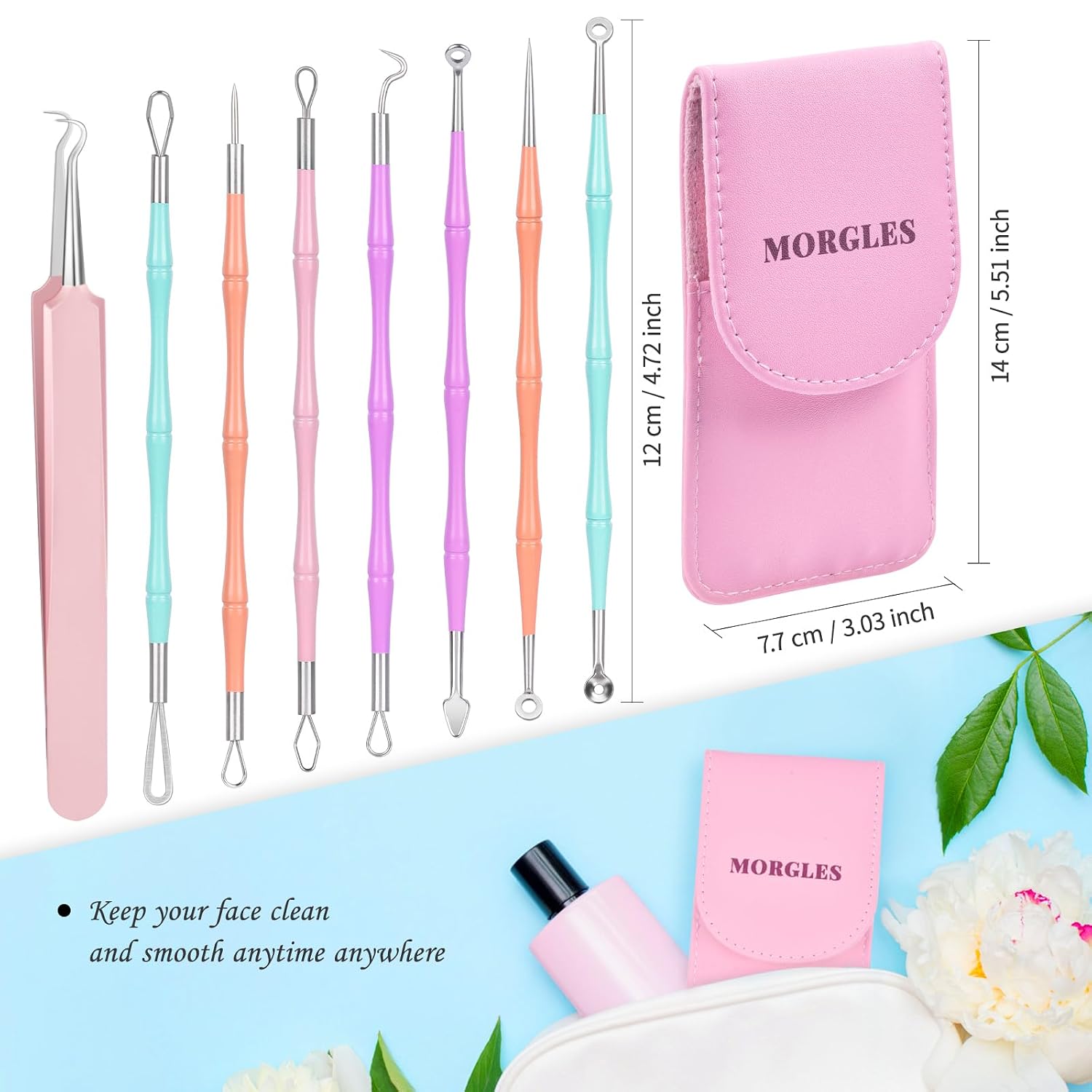 KIT DE HERRAMIENTAS PARA ESPINILLAS MORGLES 14 CABEZAS PARA EXTRACCIÓN DE ACNÉ - 2