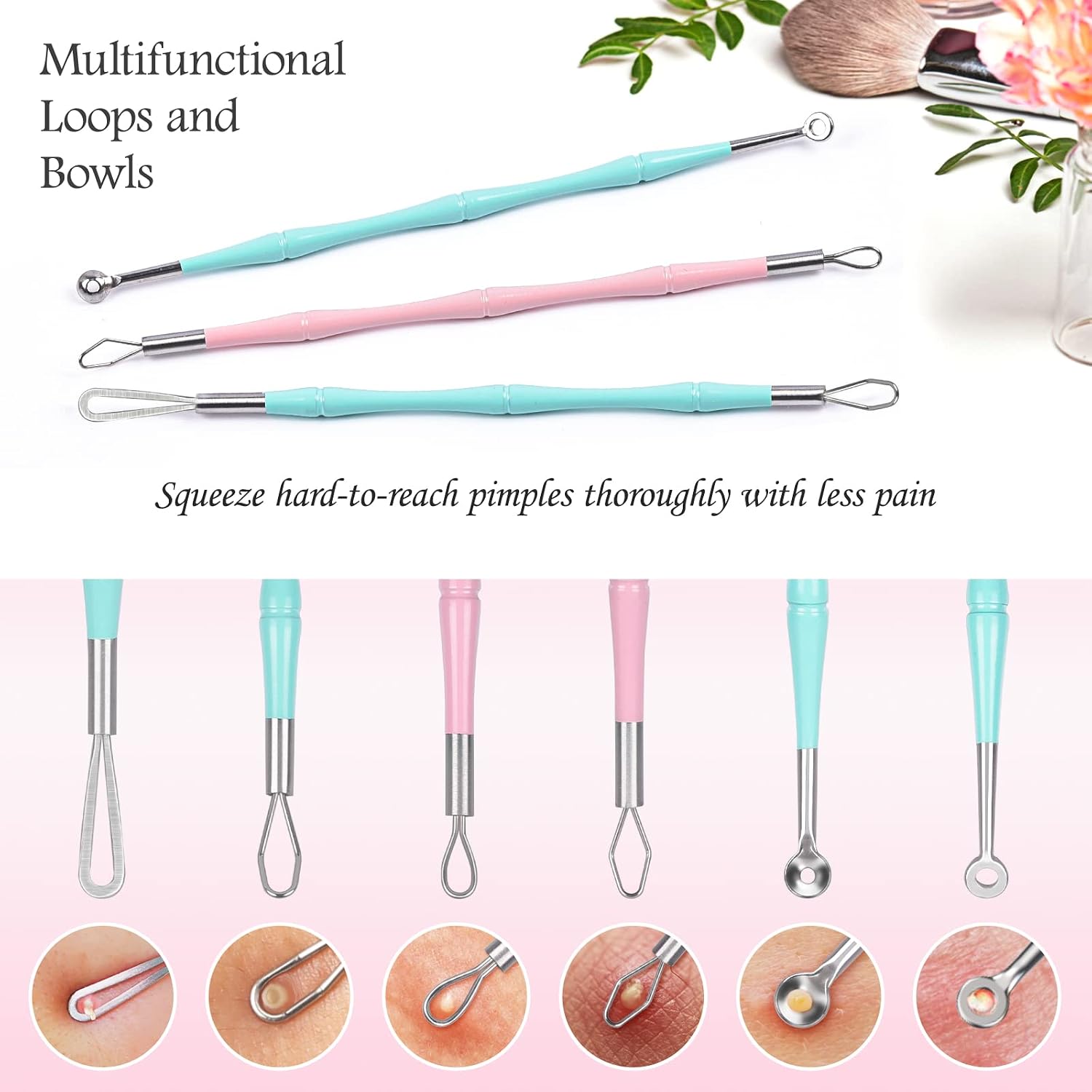KIT DE HERRAMIENTAS PARA ESPINILLAS MORGLES 14 CABEZAS PARA EXTRACCIÓN DE ACNÉ - 5