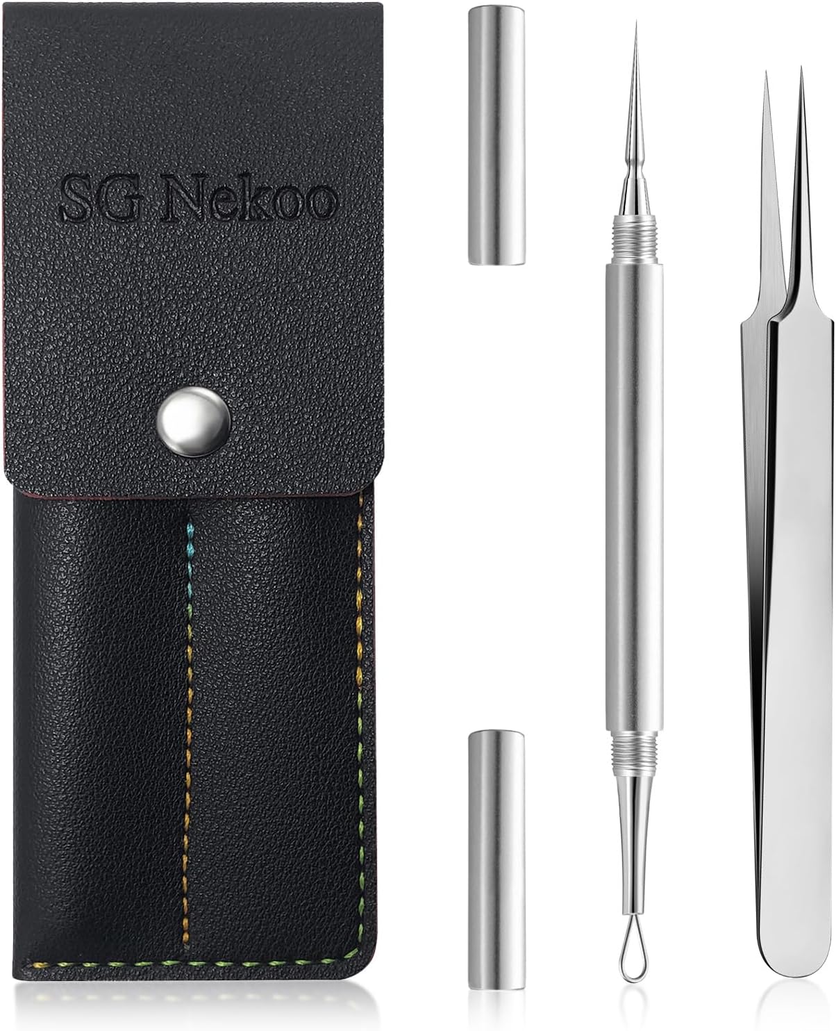 KIT REMOVEDOR DE ESPINILLAS Y MILIA SGNEKOO CON AGUJA DOBLE Y PINZAS DE ACERO INOXIDABLE - 1