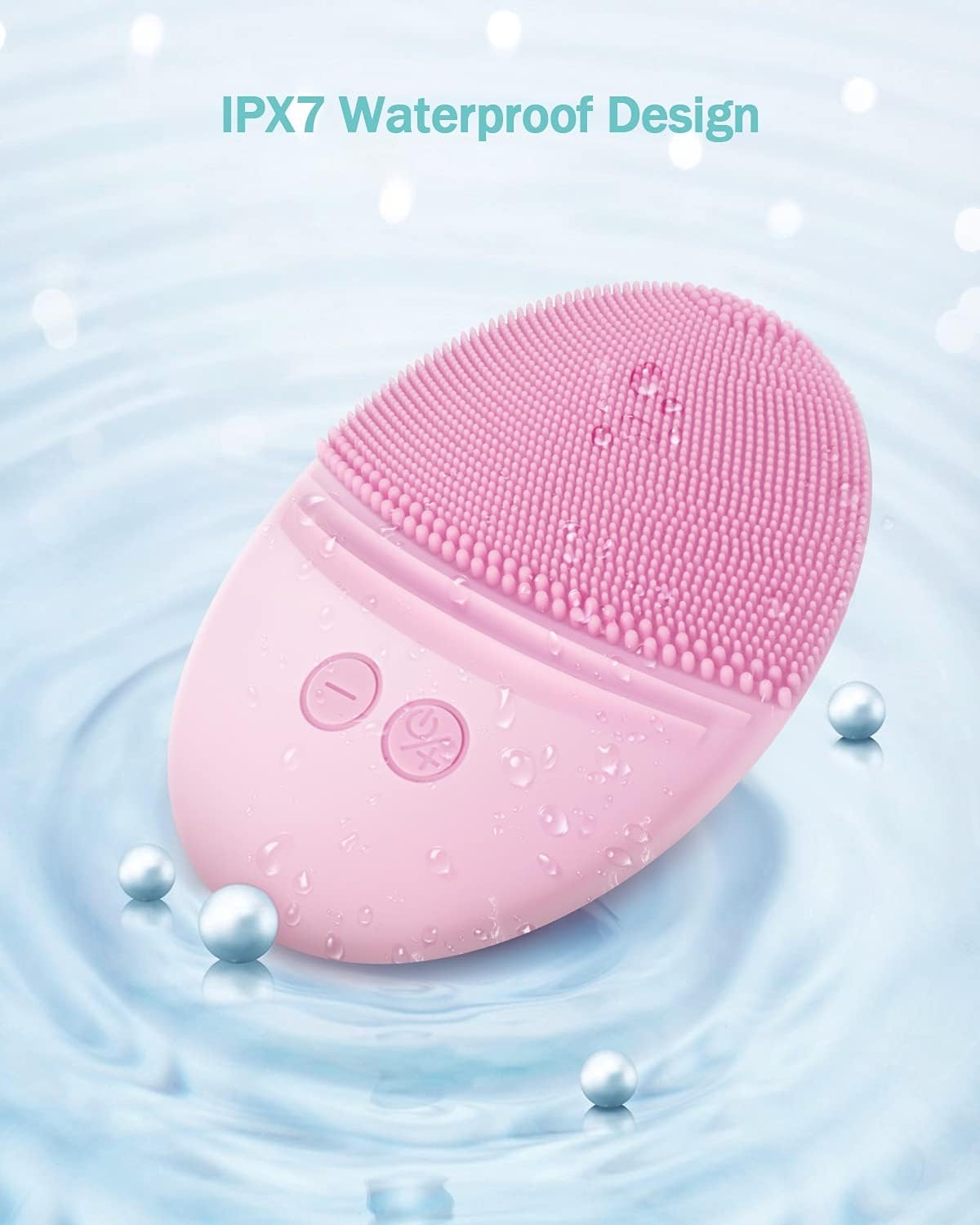 CEPILLO FACIAL DE SILICONA EZBASICS IPX7 WATERPROOF ROSA - 5