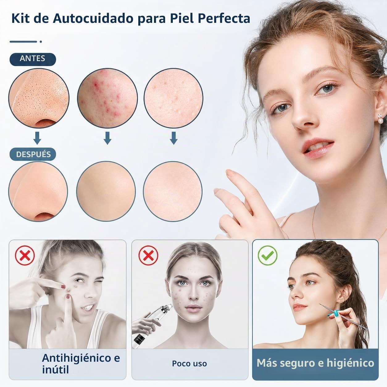 KIT REMOVEDOR DE PUNTOS NEGROS MENOLY 10 PIEZAS ACERO INOXIDABLE CON ESTUCHE - 2