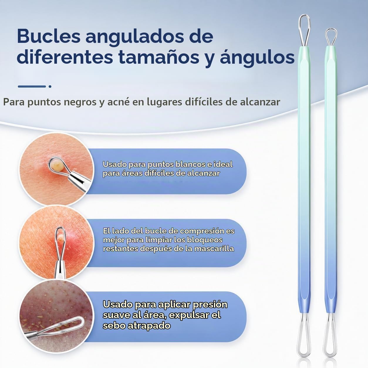 KIT REMOVEDOR DE PUNTOS NEGROS MENOLY 10 PIEZAS ACERO INOXIDABLE CON ESTUCHE - 5