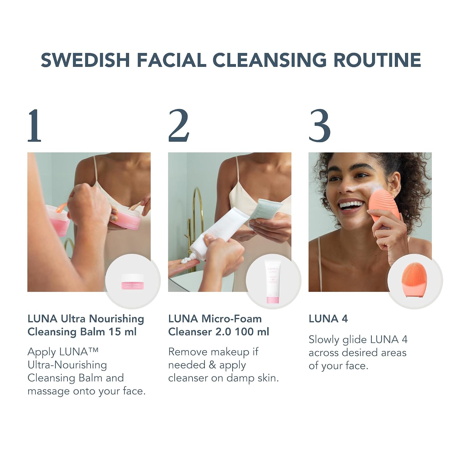 CEPILLO FACIAL FOREO LUNA 4 PARA PIEL BALANCEADA CON MICRO-FOAM CLEANSER 2.0 Y CLEANSING BALM - 2
