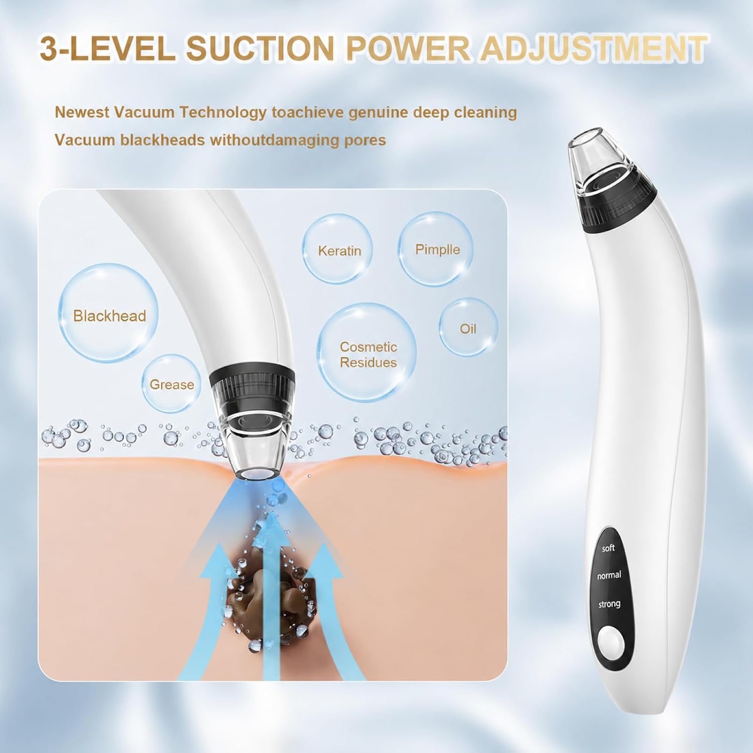 EXTRACTOR DE PUNTOS NEGROS AOOEOU ELÉCTRICO CON SUCCIÓN AJUSTABLE BLANCO - 3