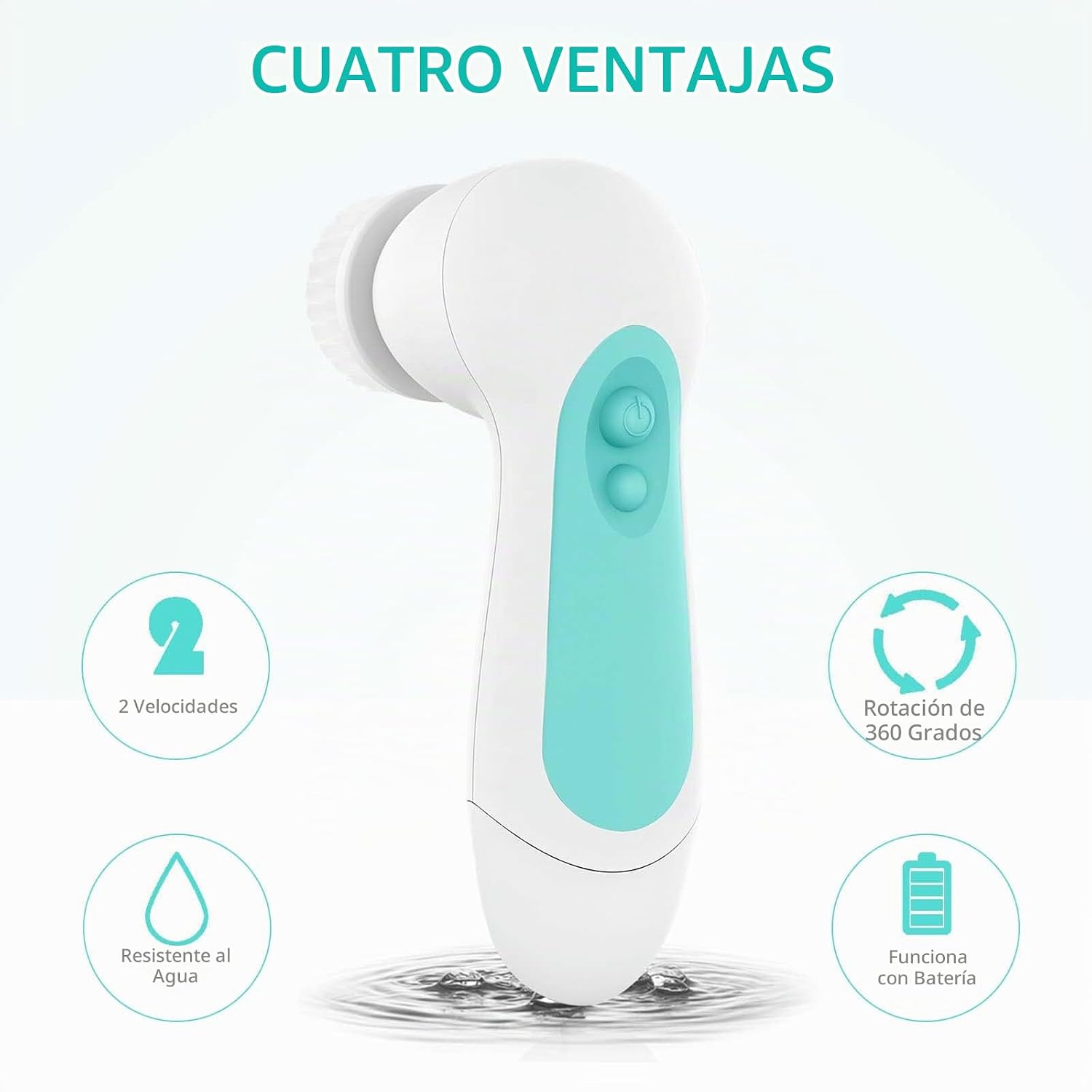 CEPILLO FACIAL ELÉCTRICO CLSEVXY CON 5 CABEZALES EXFOLIANTES WATERPROOF - 3